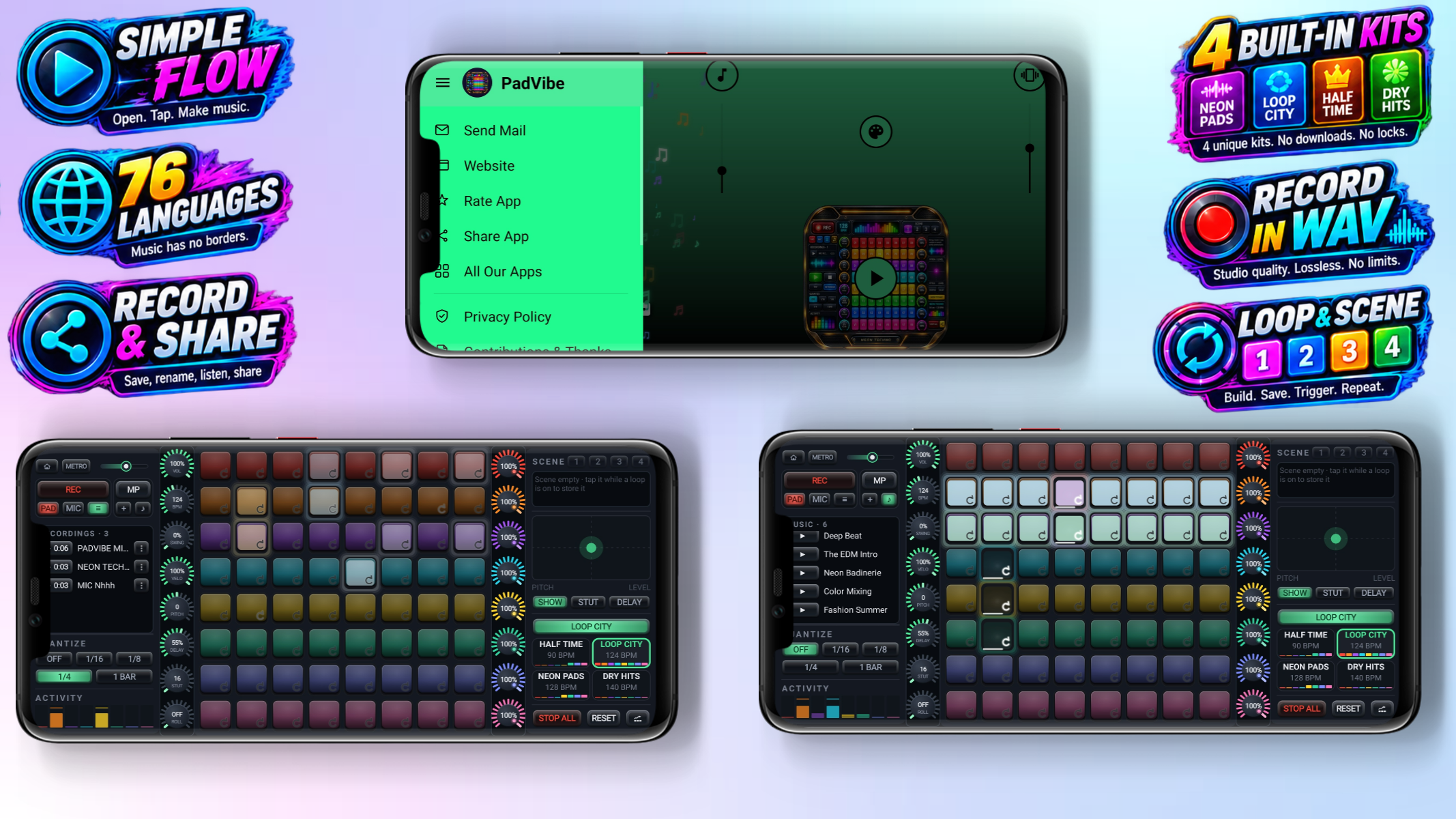 اسکرین شات 7 برنامه PadVibe: Drum Pad Beat Maker