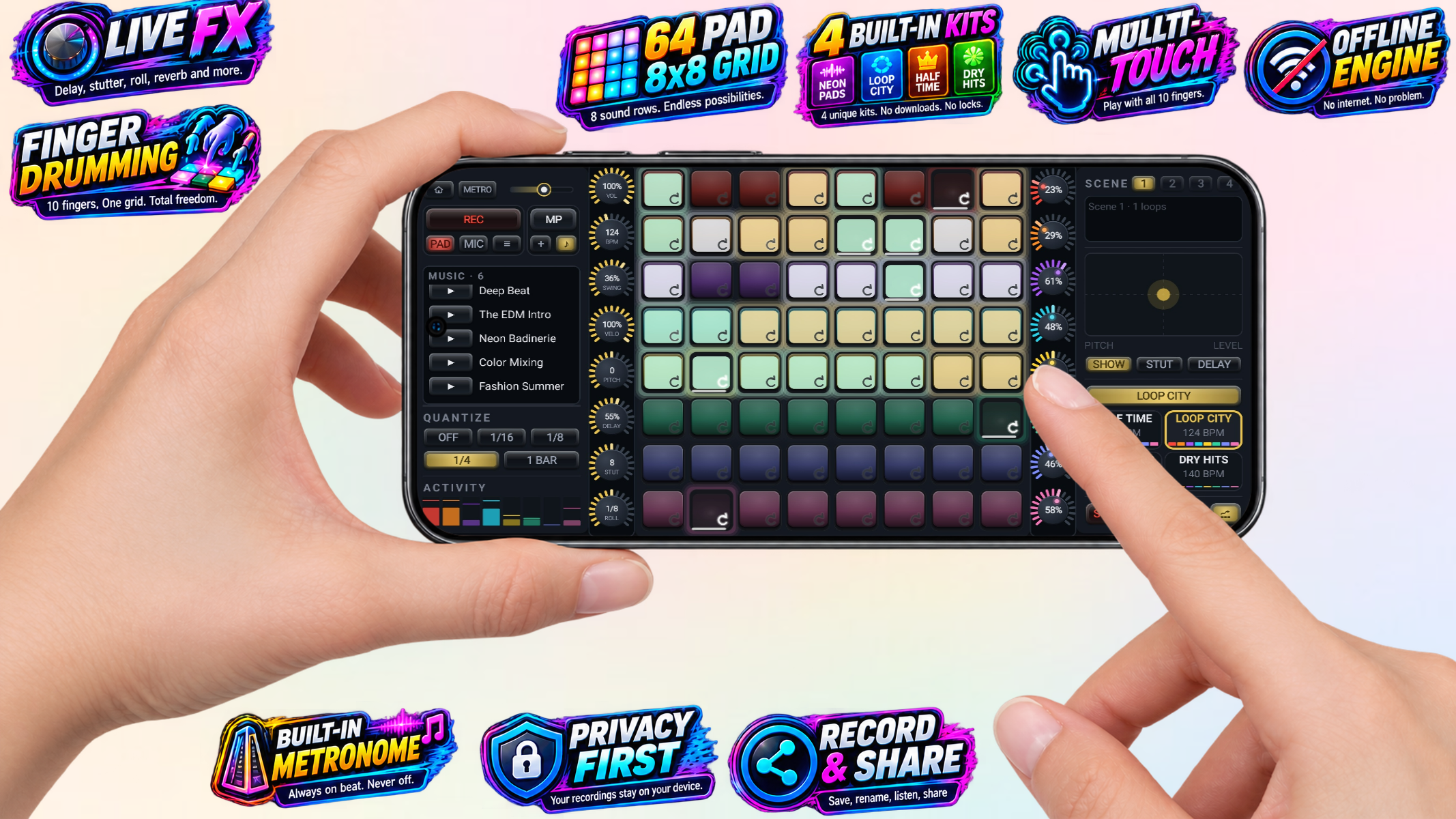 اسکرین شات 3 برنامه PadVibe: Drum Pad Beat Maker
