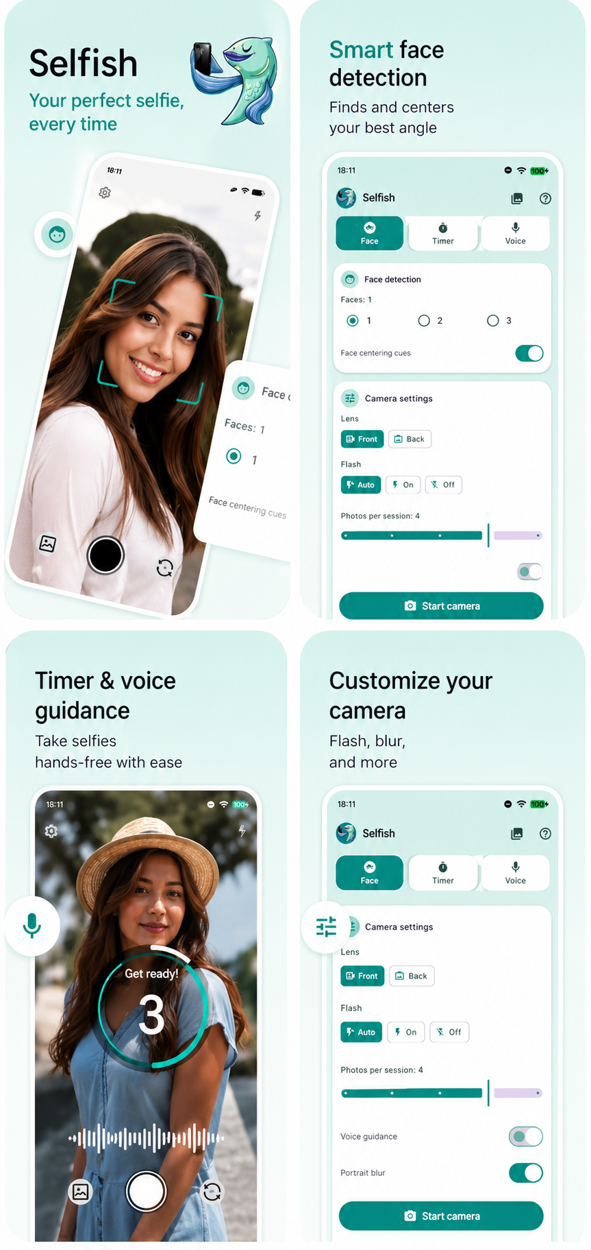 اسکرین شات 1 برنامه Selfish - Selfie Camera