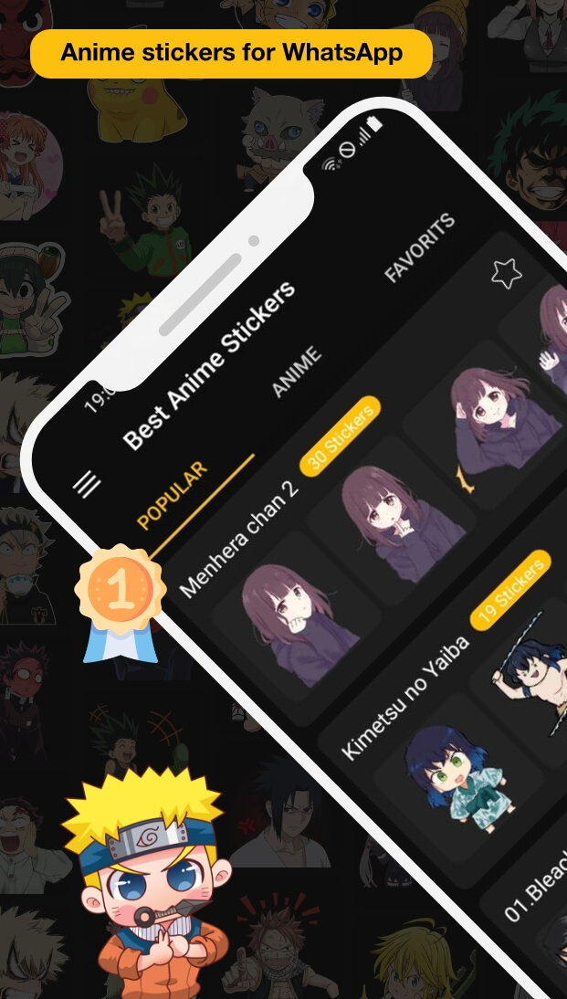 اسکرین شات 1 برنامه Anime stickers for whatsapp