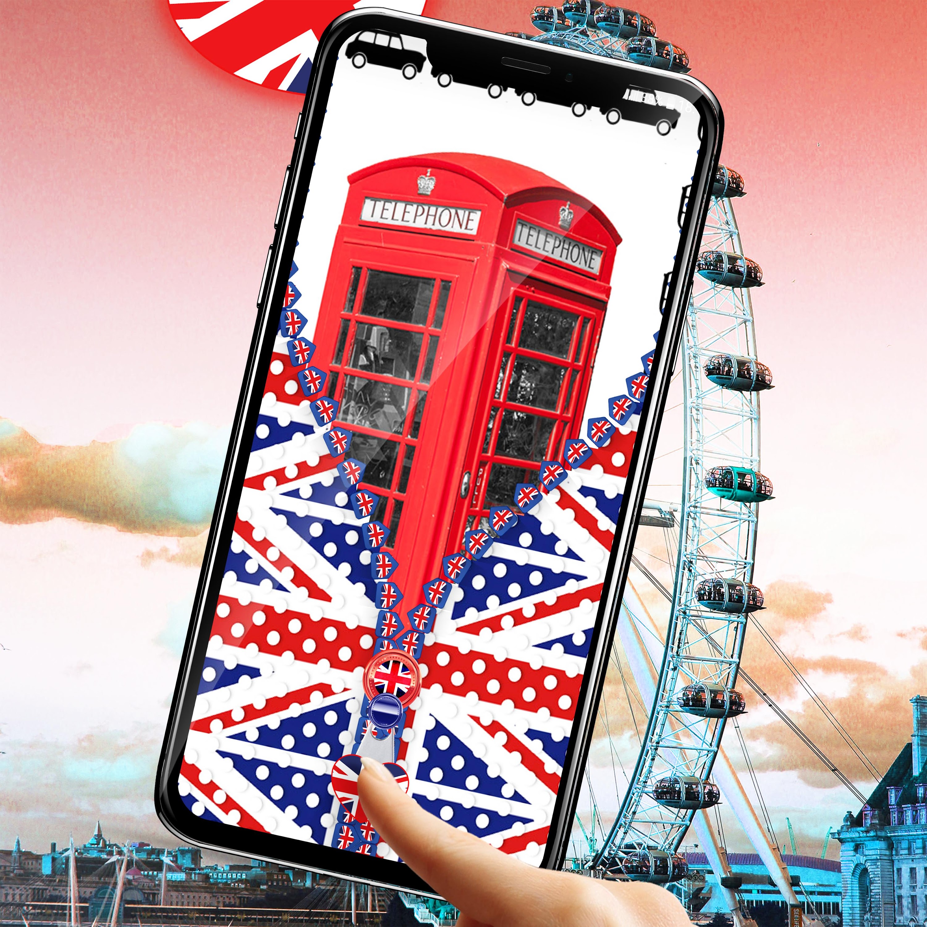 اسکرین شات 6 برنامه UK Flag Zipper Lock Screen