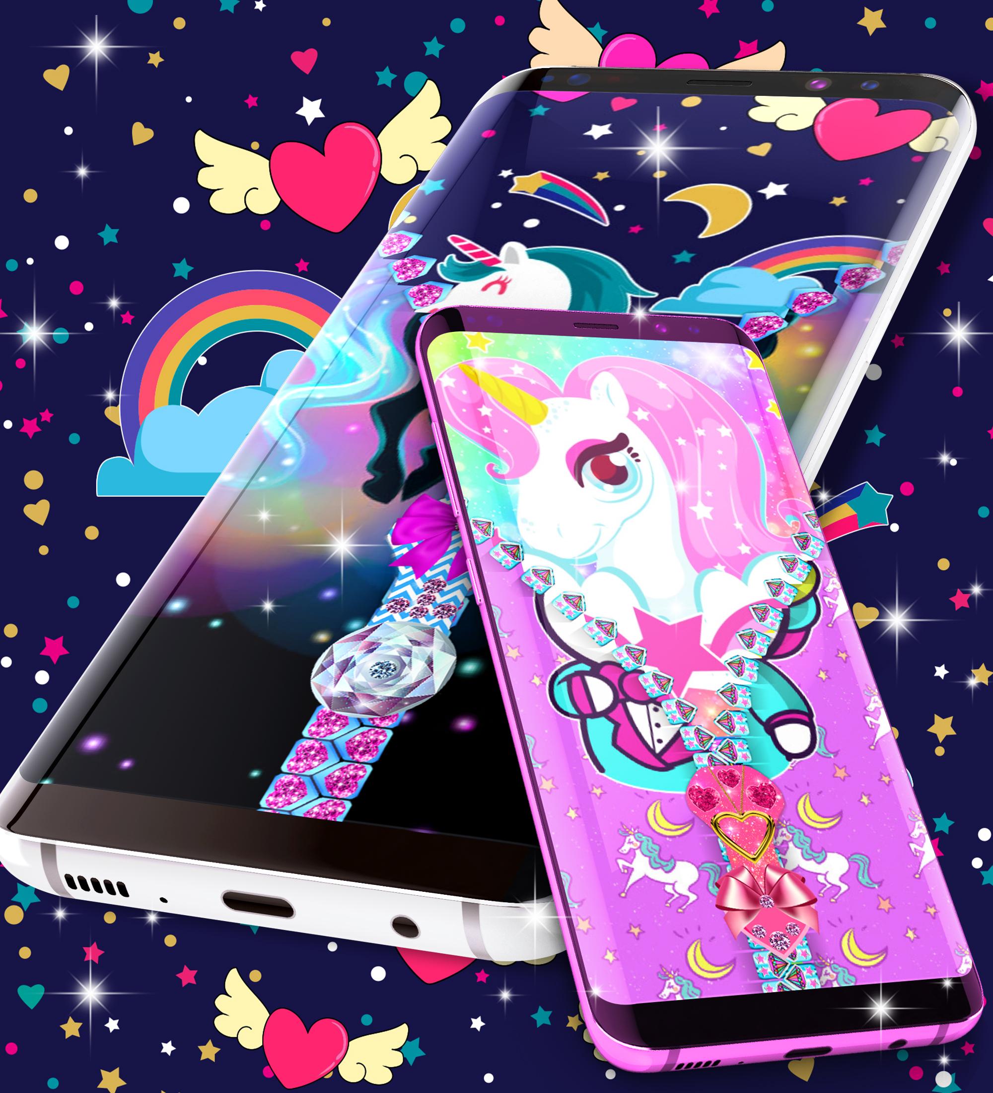 اسکرین شات 4 برنامه Unicorn zipper lock screen
