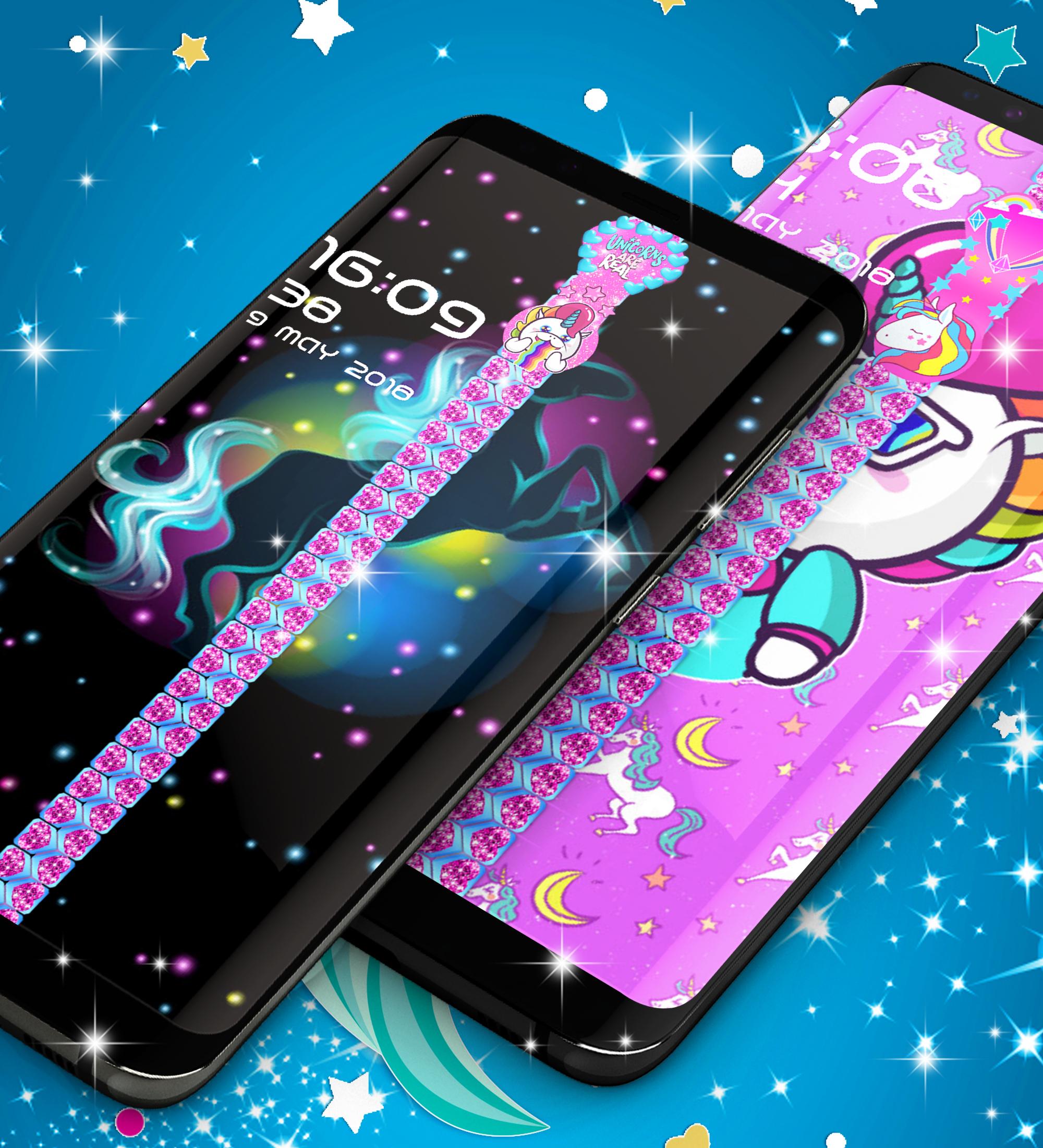 اسکرین شات 5 برنامه Unicorn zipper lock screen