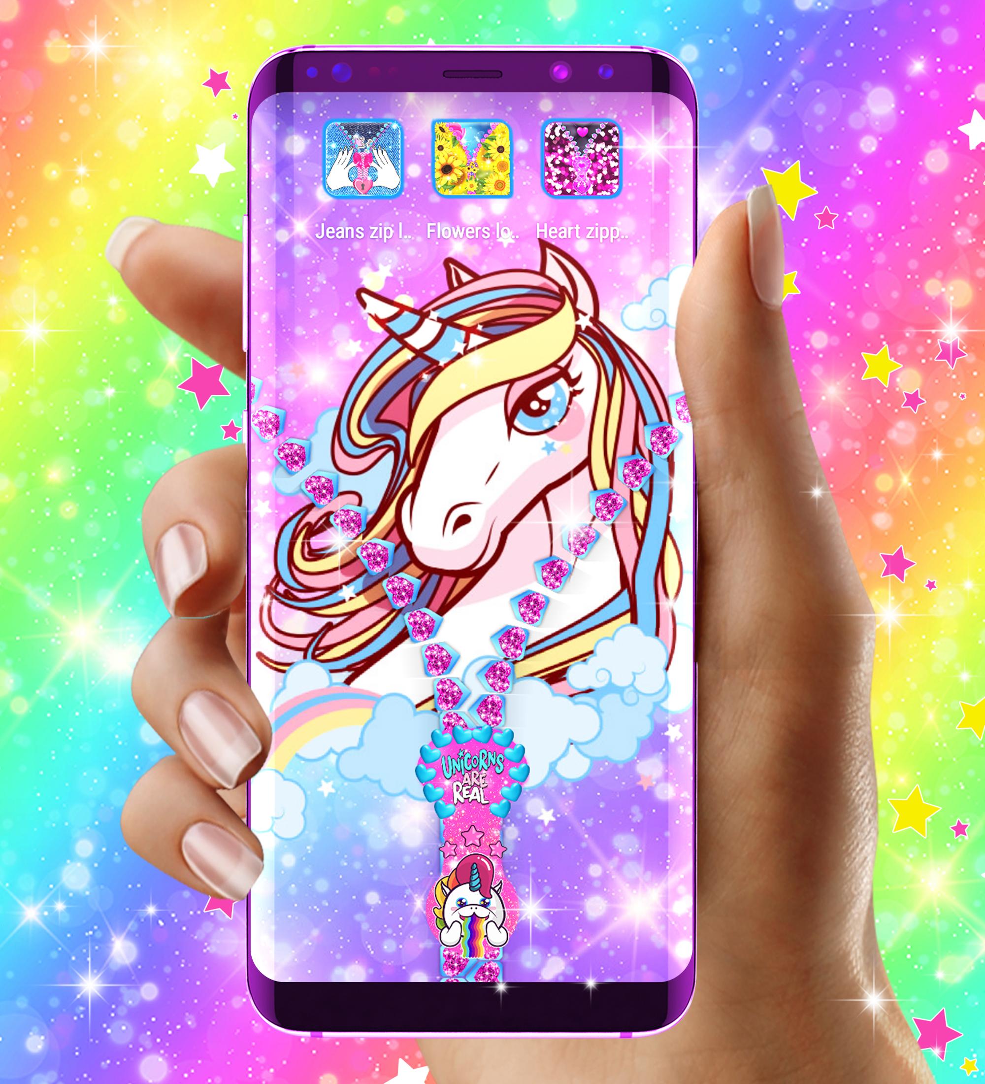 اسکرین شات 2 برنامه Unicorn zipper lock screen