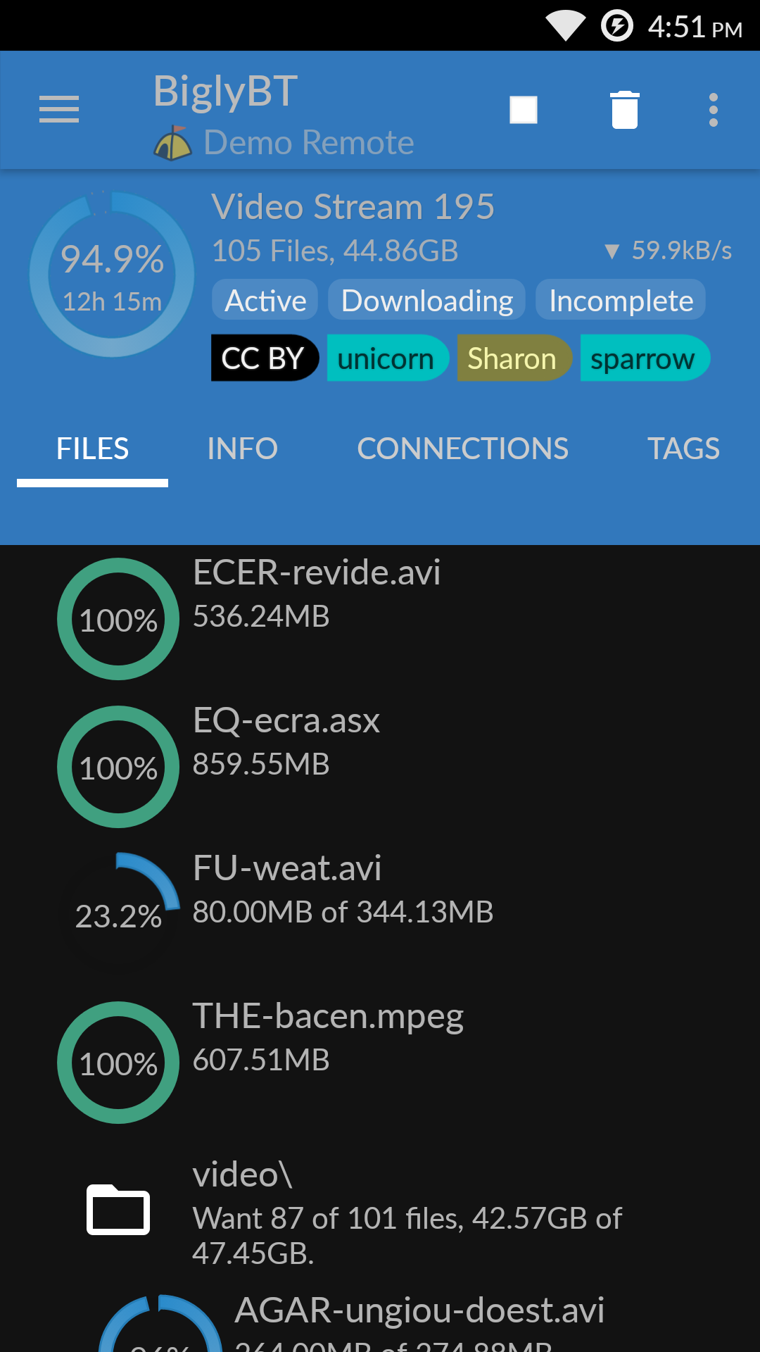 اسکرین شات 2 برنامه BiglyBT, Torrent Downloader