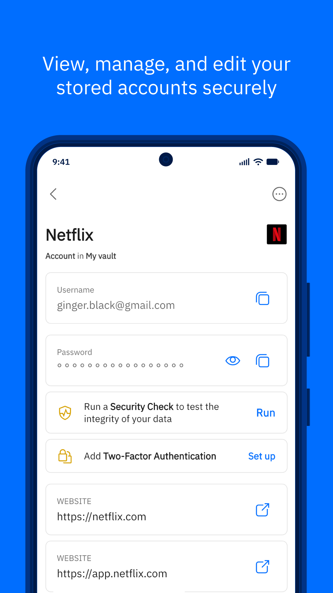 اسکرین شات 2 برنامه Bitdefender SecurePass