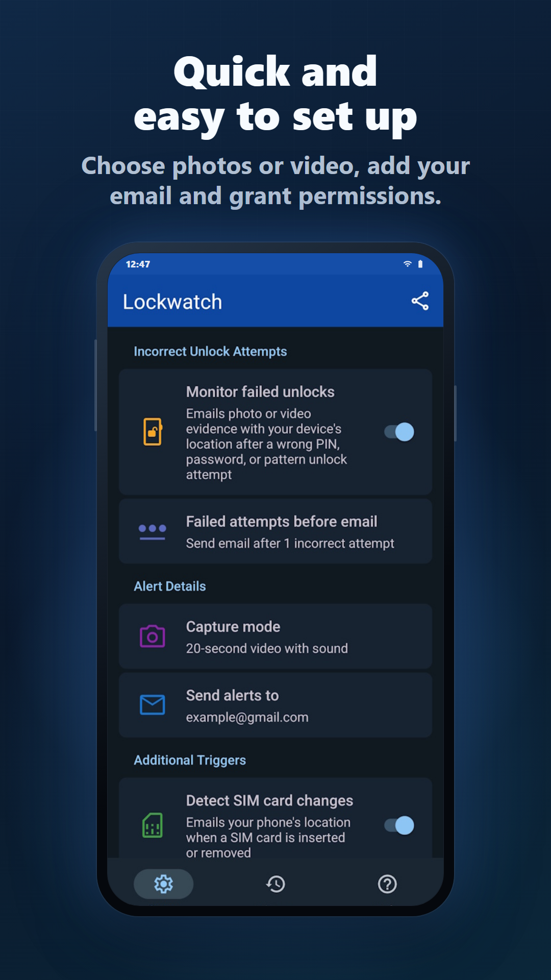 اسکرین شات 4 برنامه Lockwatch — Thief Catcher