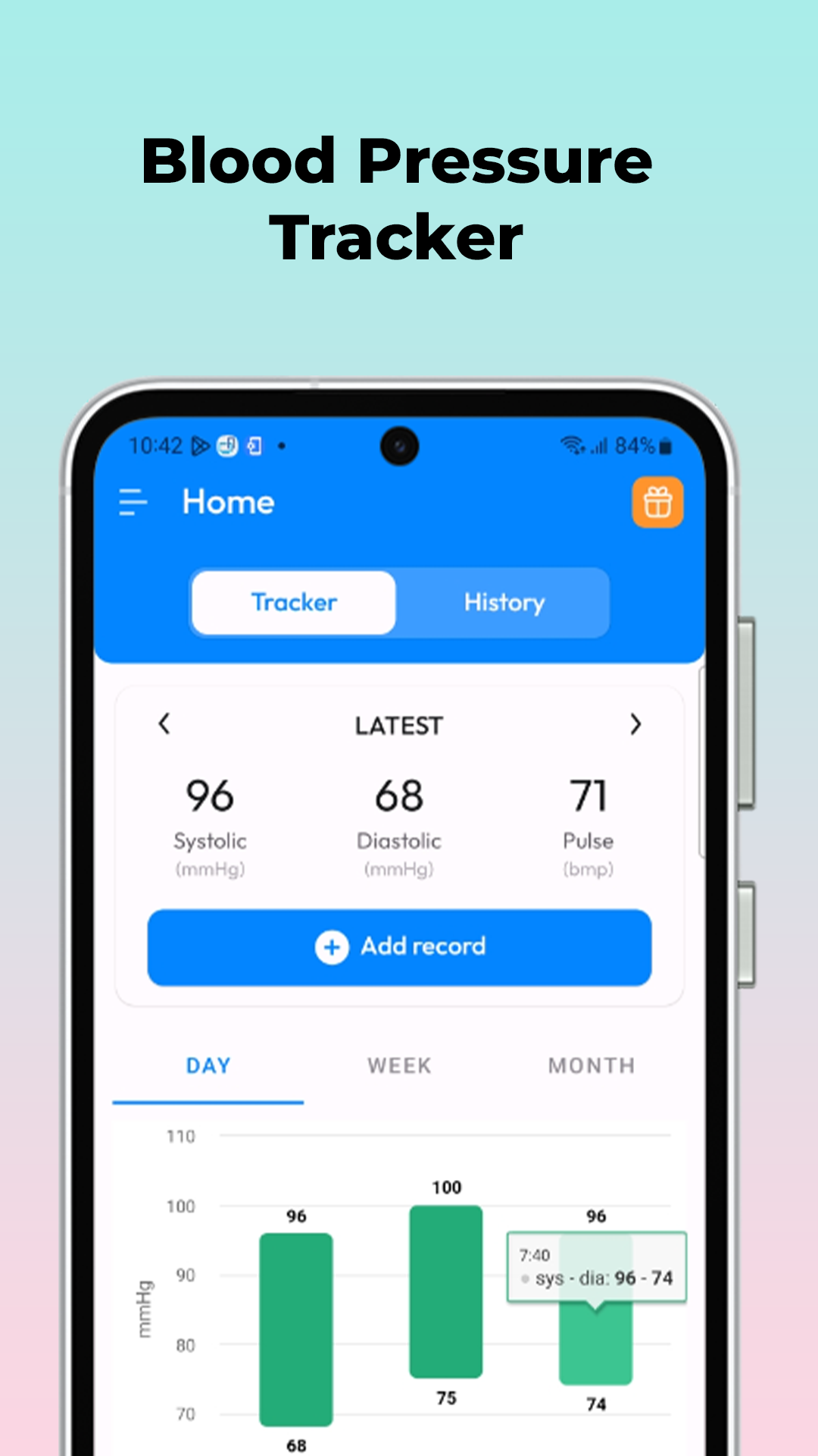 اسکرین شات 1 برنامه Smart BP, Blood Pressure App
