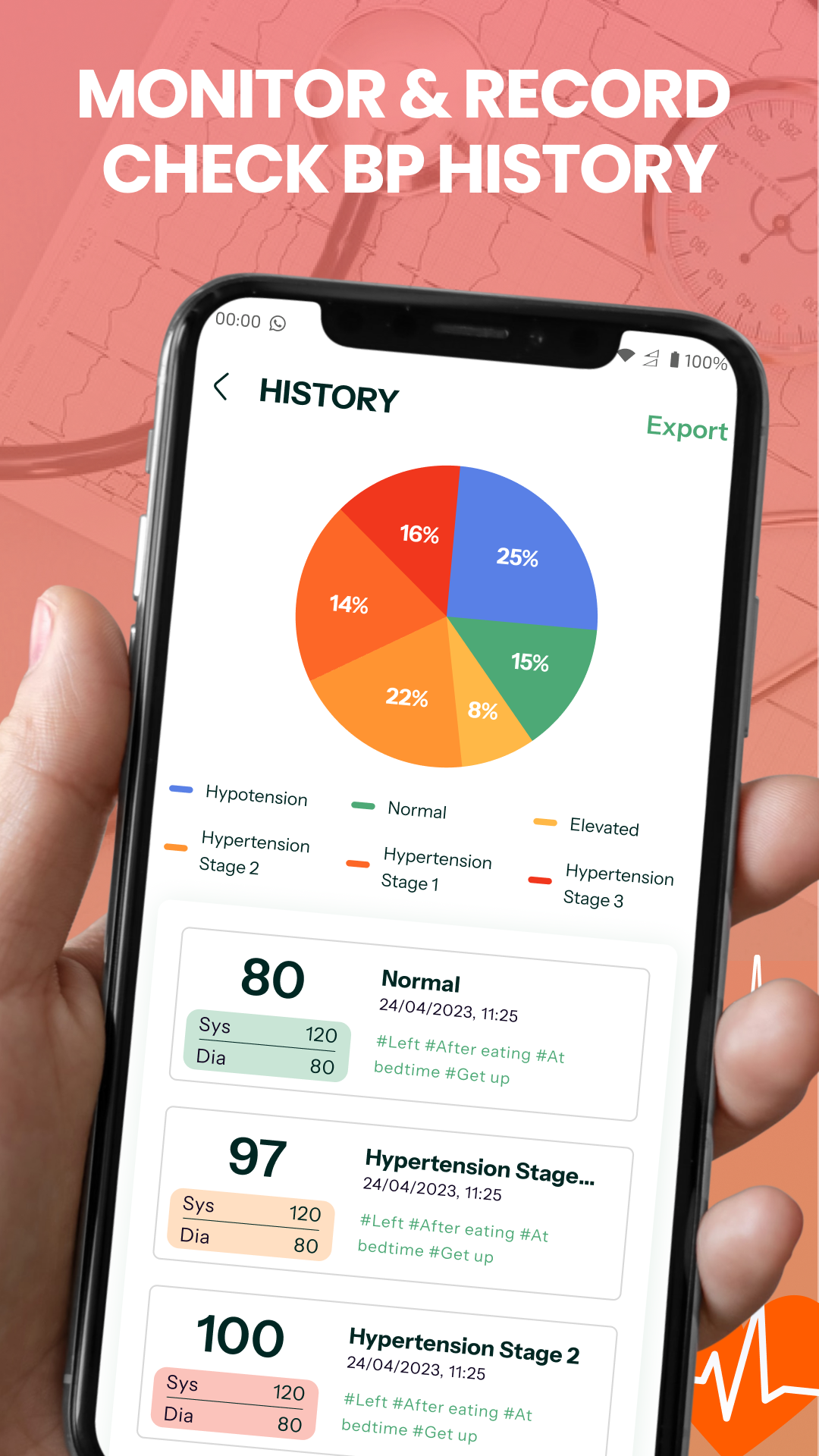 اسکرین شات 4 برنامه Blood Pressure Tracker: Bp Log