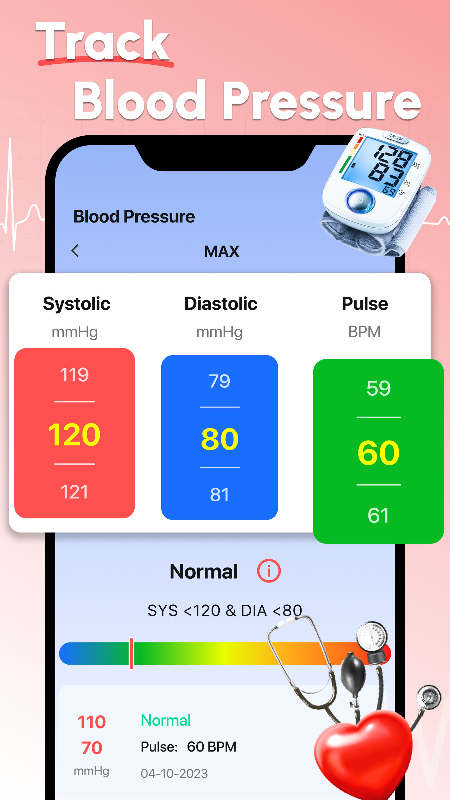 اسکرین شات 4 برنامه Blood Pressure Heart Rate App