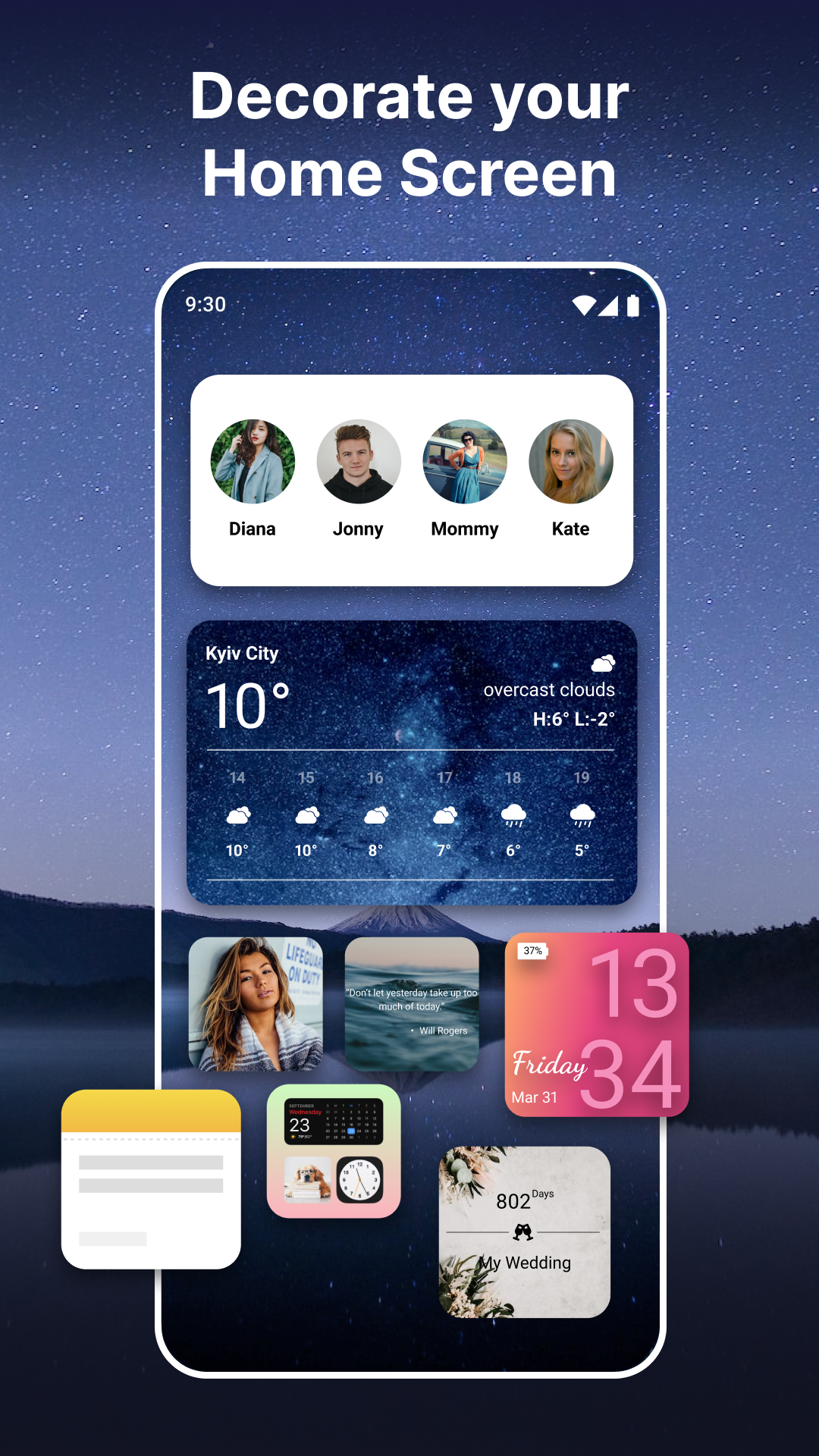 اسکرین شات 1 برنامه Widgets OS 18 - Color Widgets