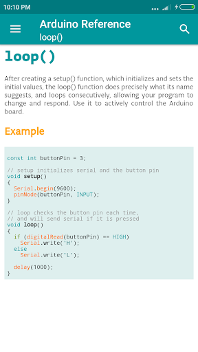 اسکرین شات 2 برنامه Arduino Language Reference