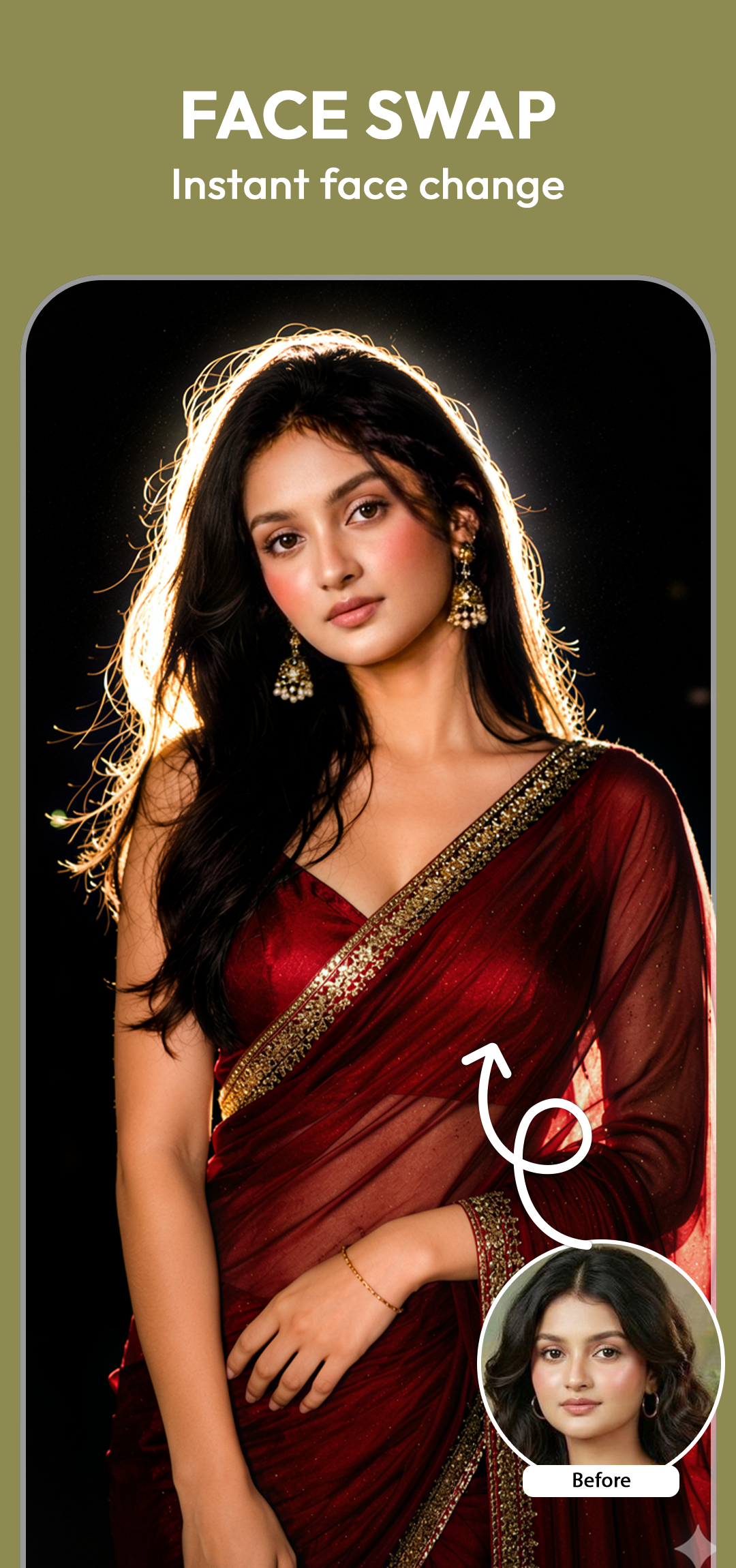 اسکرین شات 3 برنامه AI Saree & Dress Swap: MiSaree