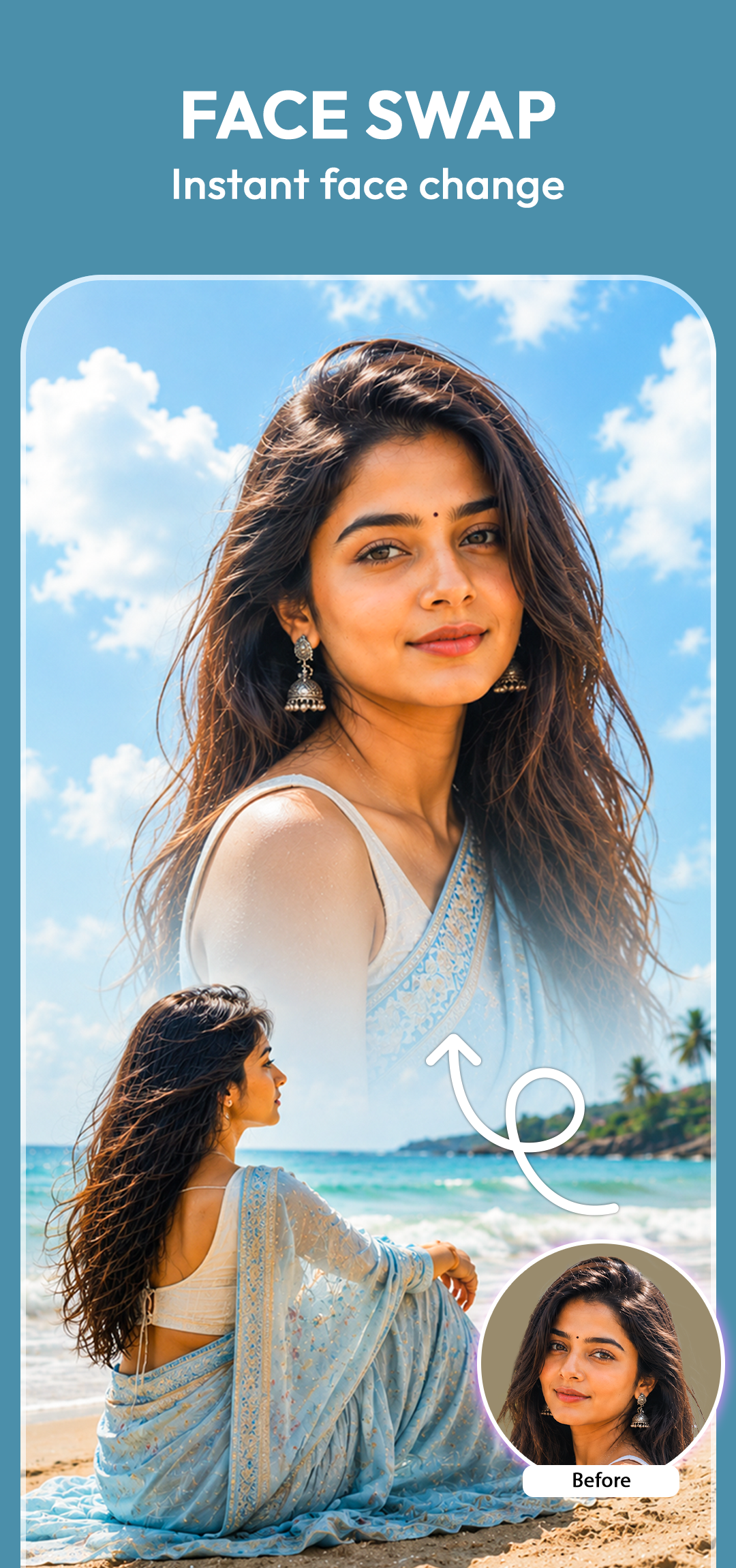 اسکرین شات 1 برنامه AI Saree & Dress Swap: MiSaree