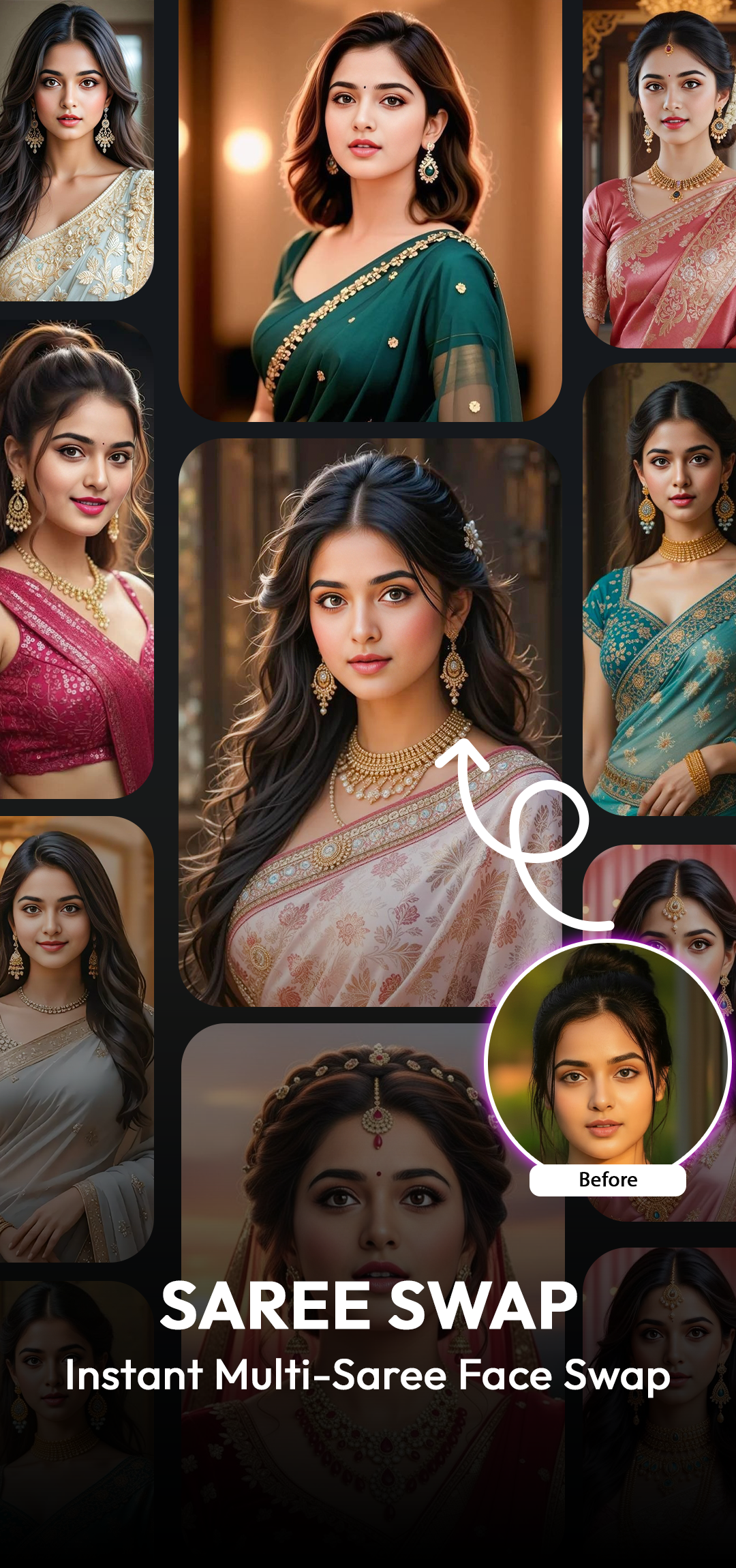 اسکرین شات 8 برنامه AI Saree & Dress Swap: MiSaree