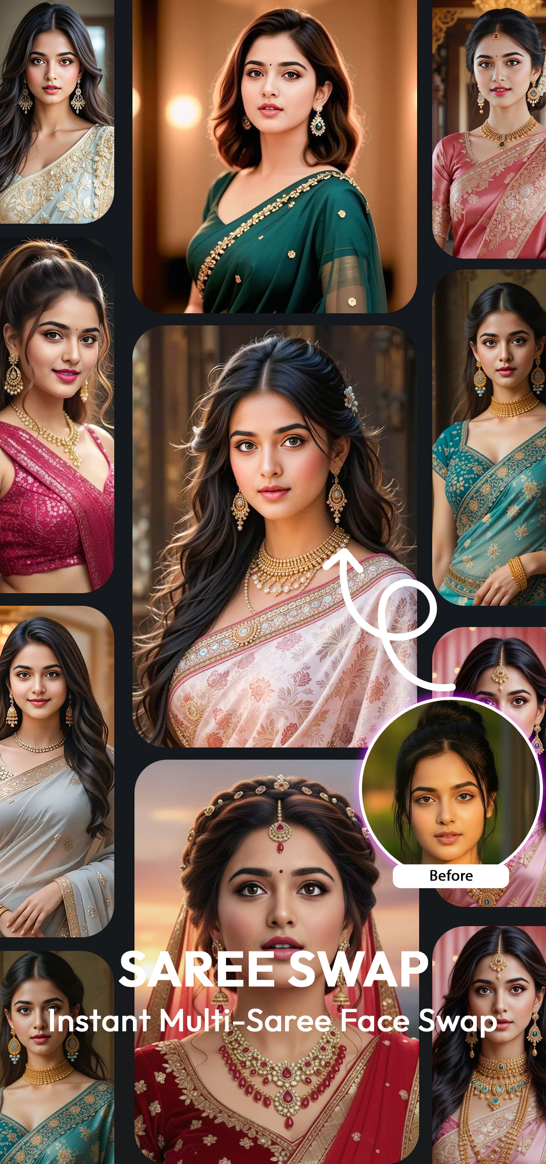 اسکرین شات 8 برنامه AI Saree & Dress Swap: MiSaree