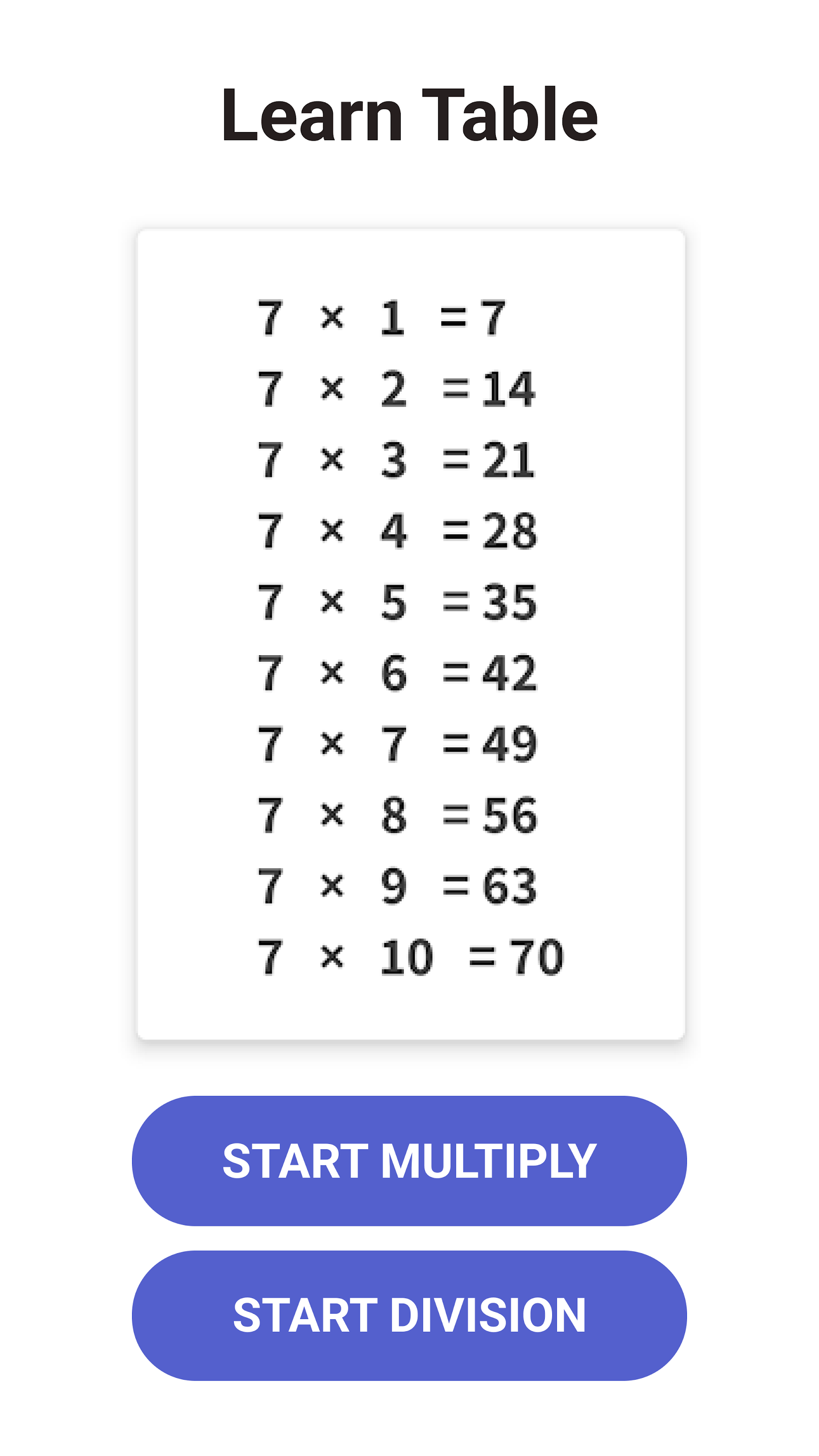 اسکرین شات 1 بازی Times Tables - Multiplication