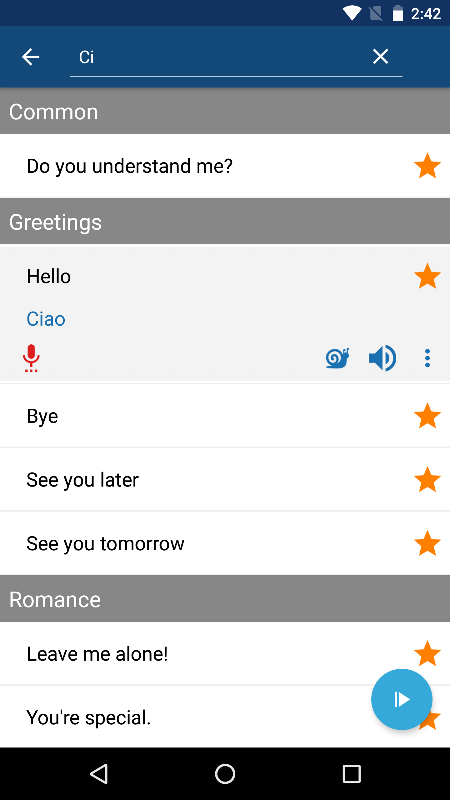 اسکرین شات 4 برنامه Learn Italian | Translator
