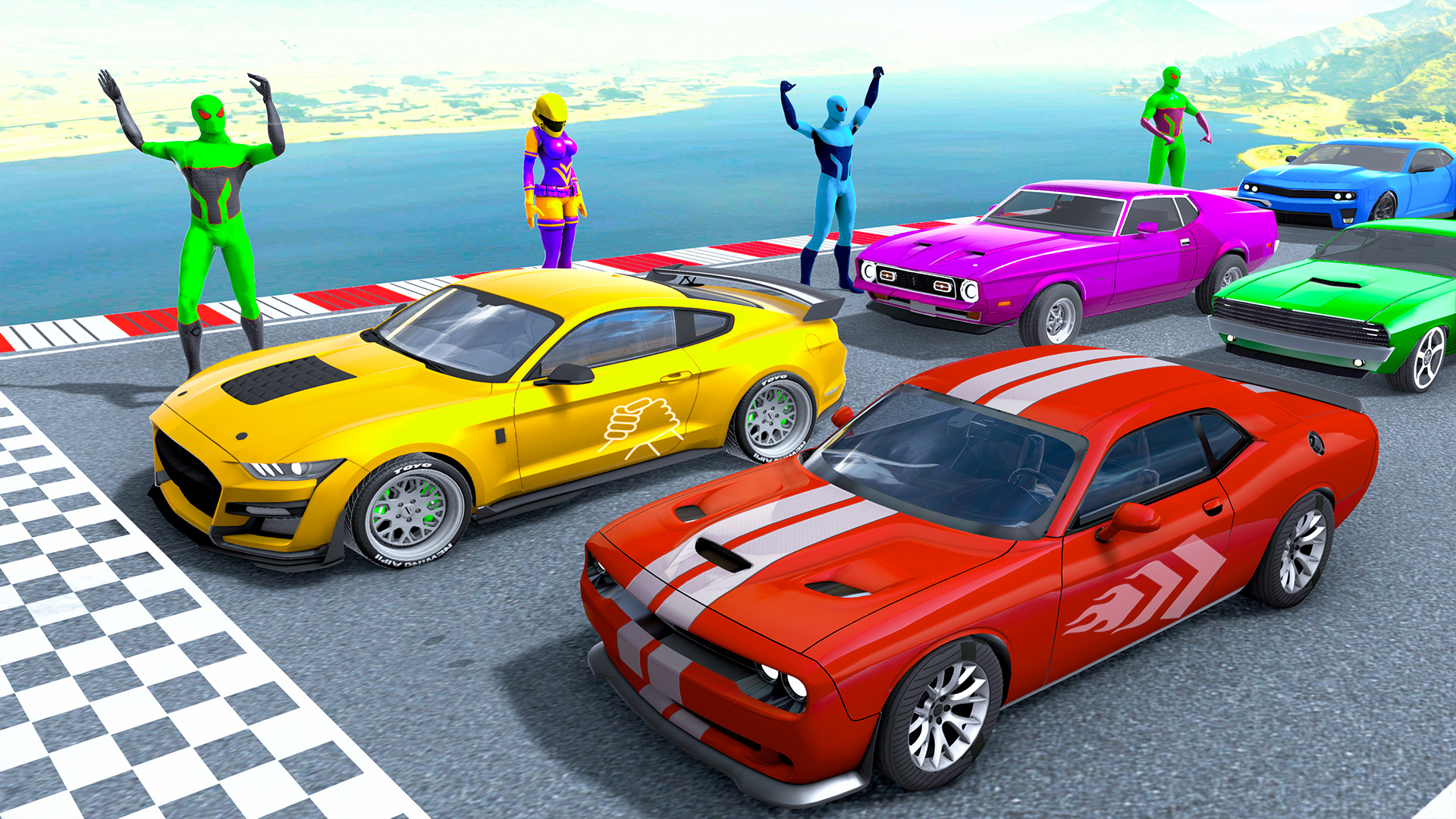 اسکرین شات 1 برنامه Superhero Game: Ramp Car Stunt