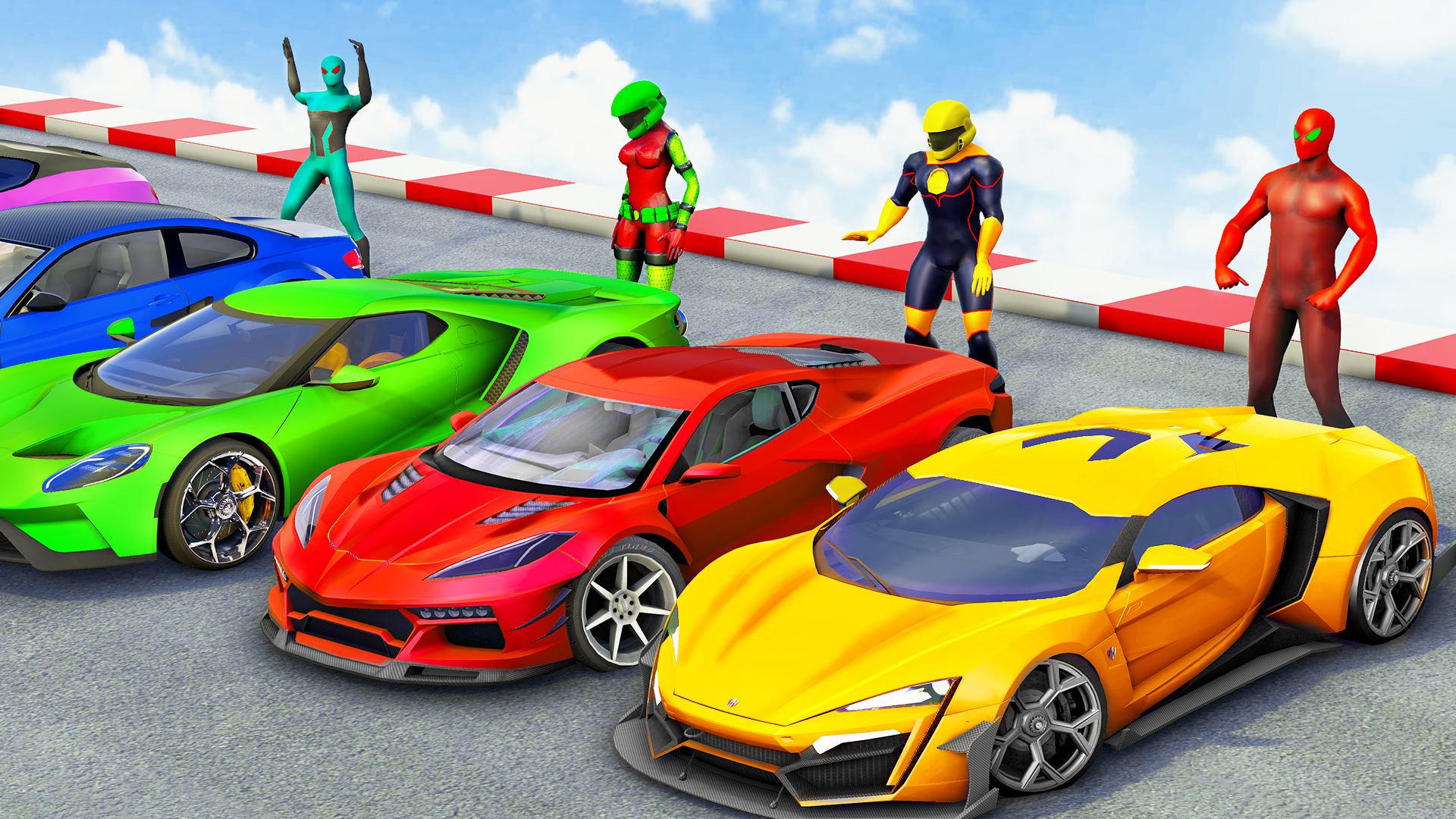 اسکرین شات 5 برنامه Superhero Game: Ramp Car Stunt