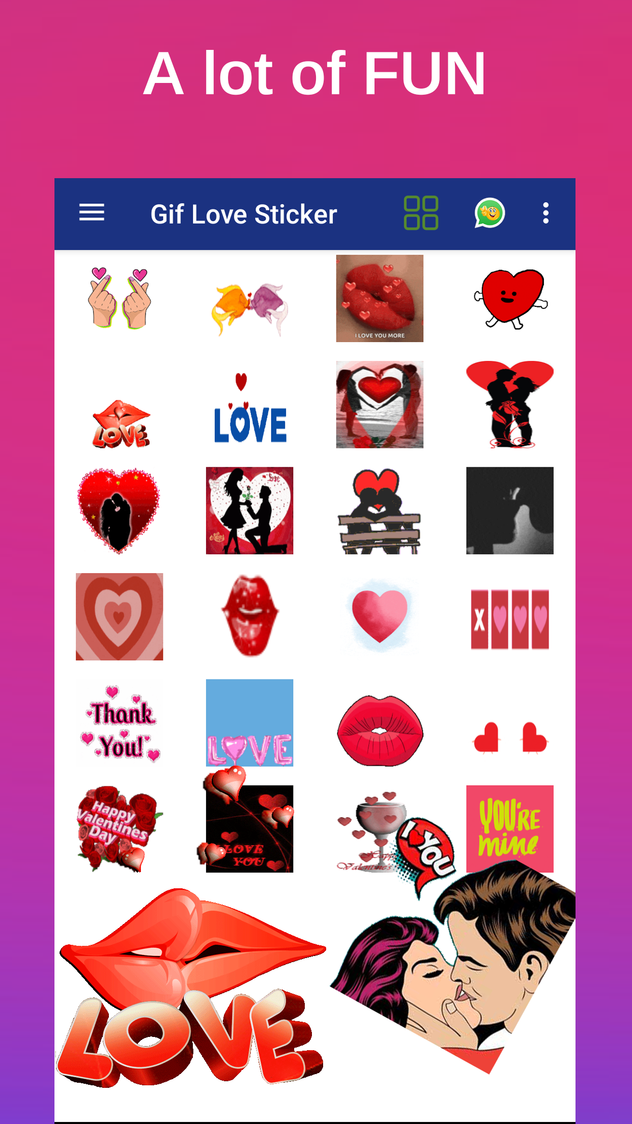 اسکرین شات 5 برنامه Gif Love Sticker WASticker