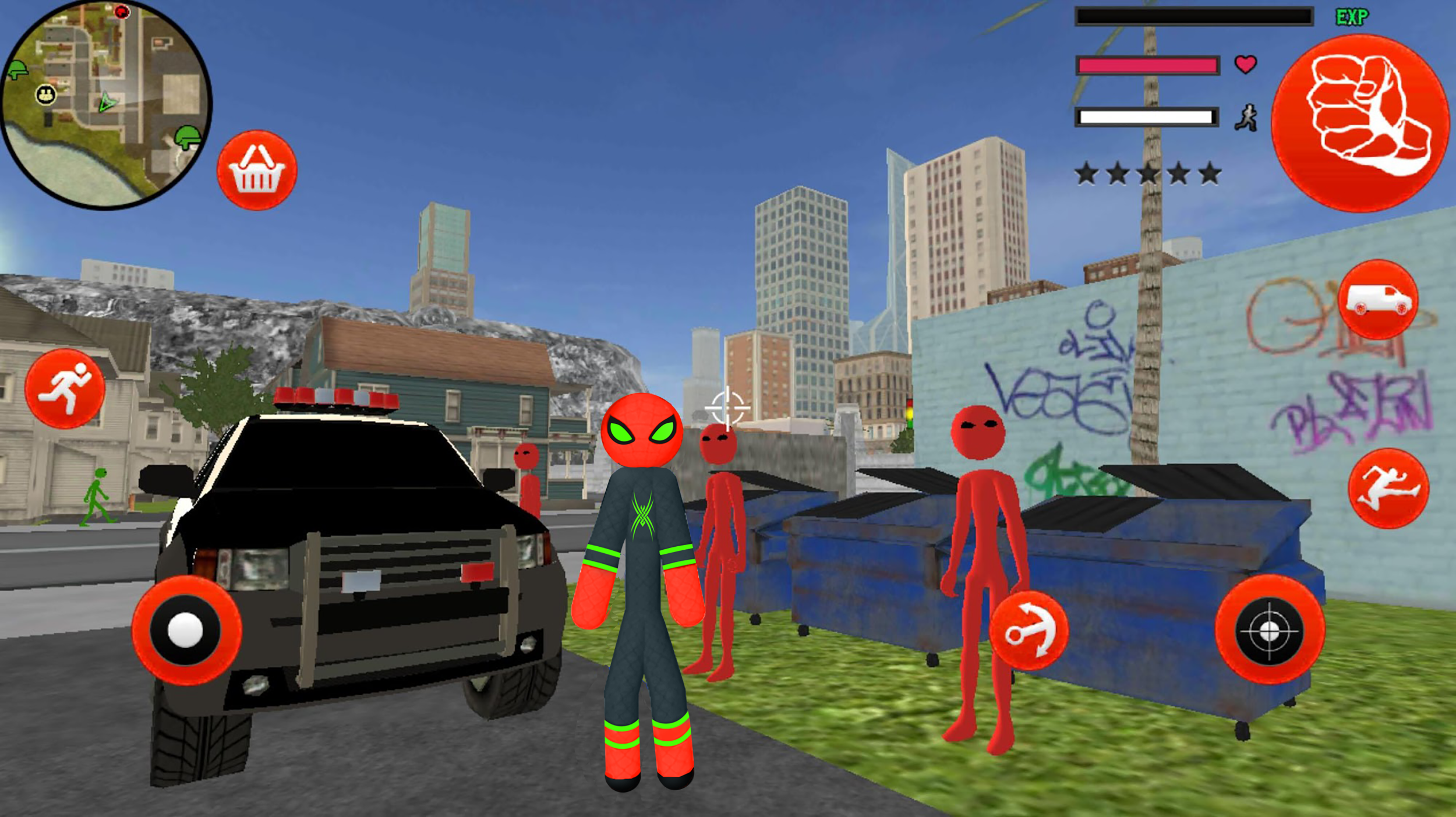 اسکرین شات 4 بازی Stickman Spider Rope Hero Gangstar Crime