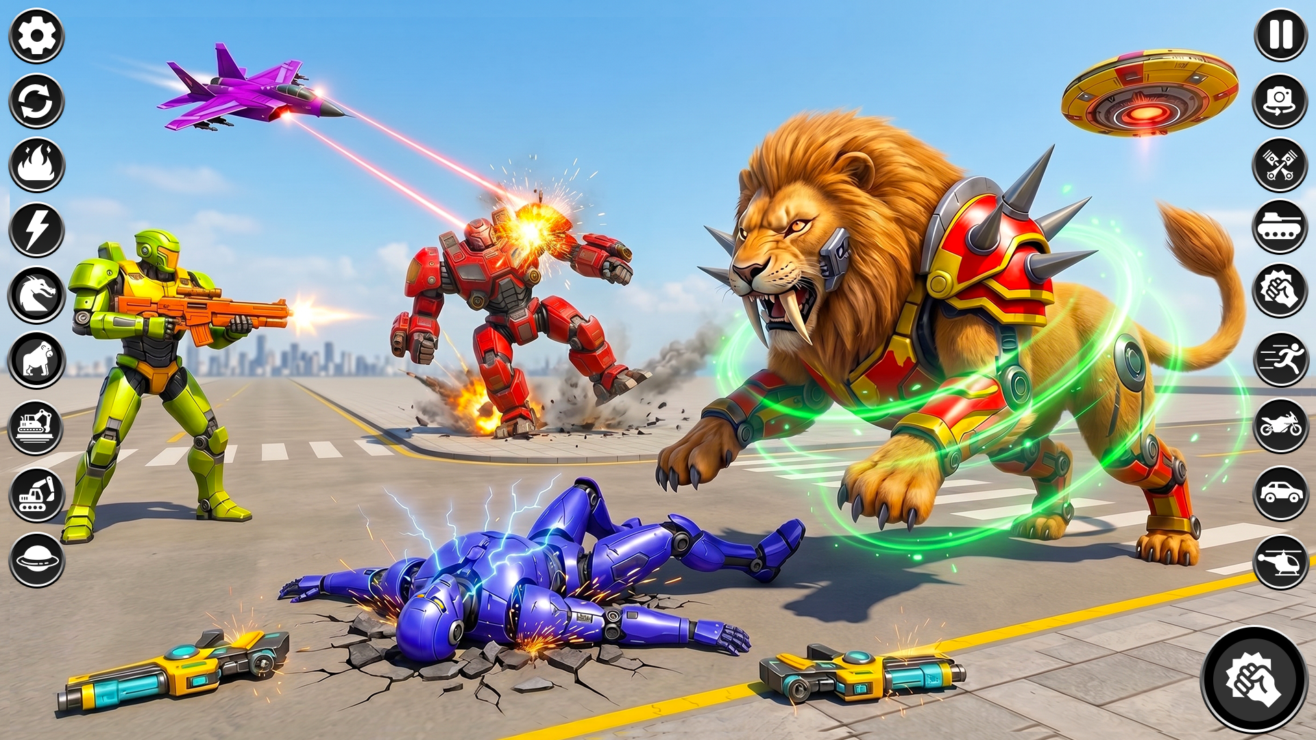 اسکرین شات 3 برنامه Lion Robot Car Game:Robot Game