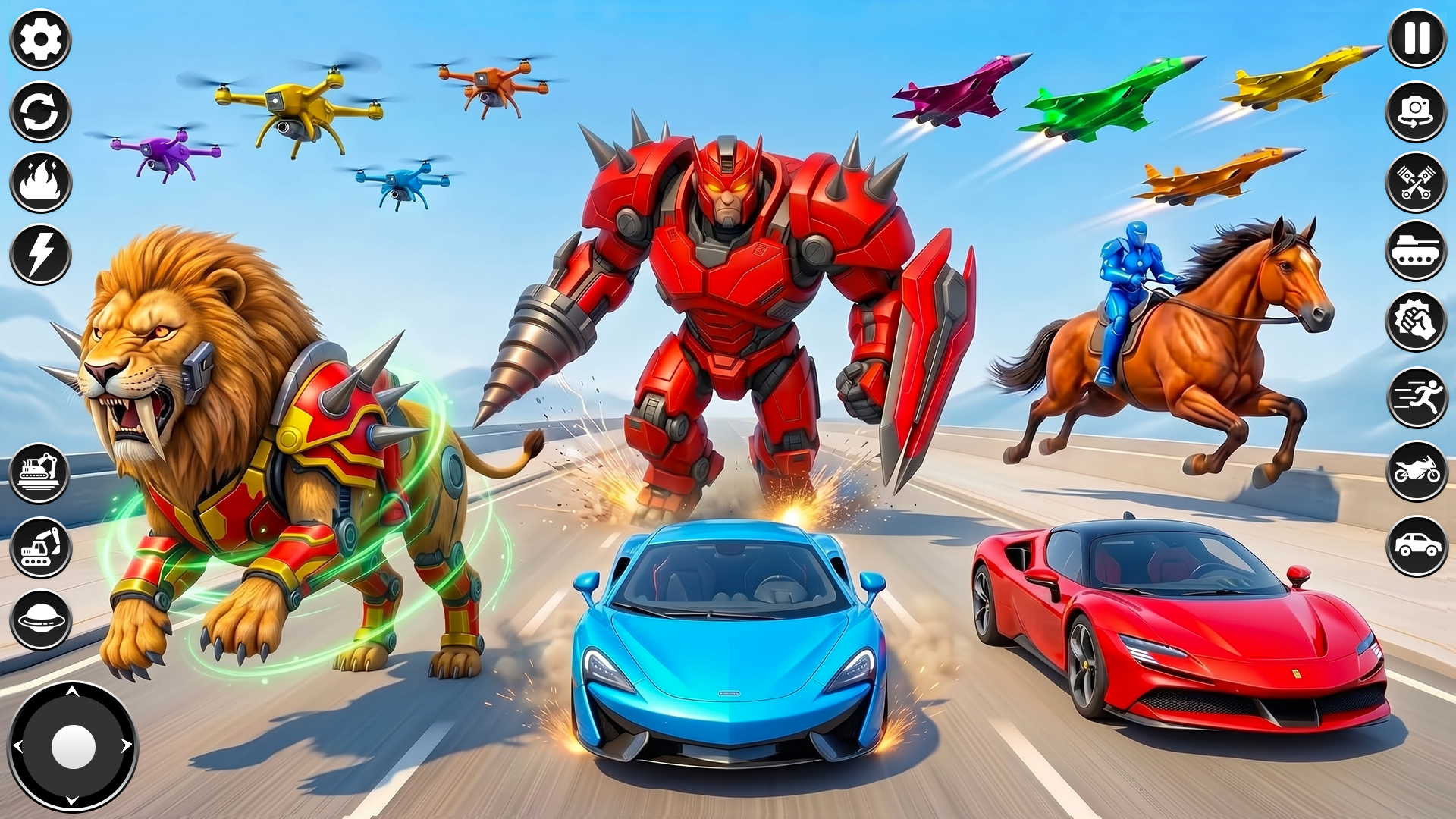 اسکرین شات 4 برنامه Lion Robot Car Game:Robot Game
