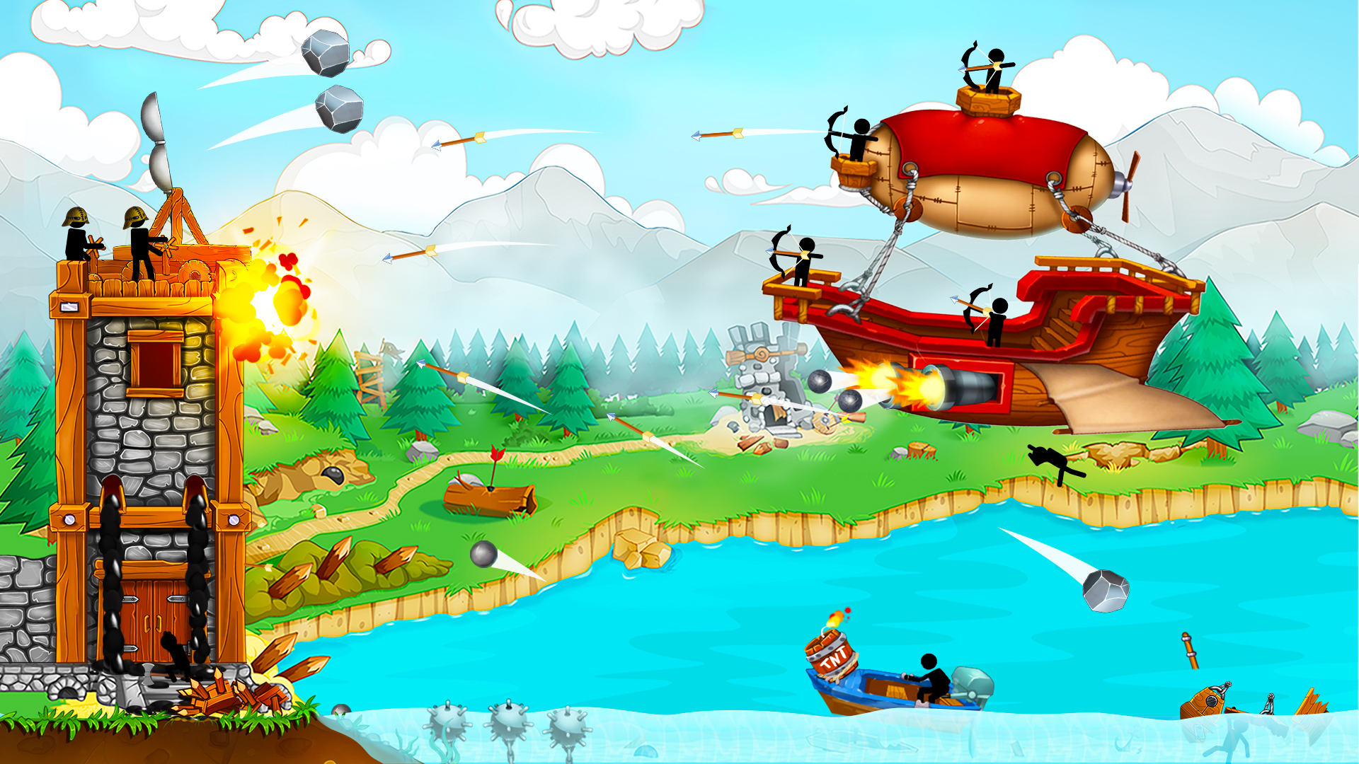 اسکرین شات 2 بازی The Catapult: Stickman Pirates