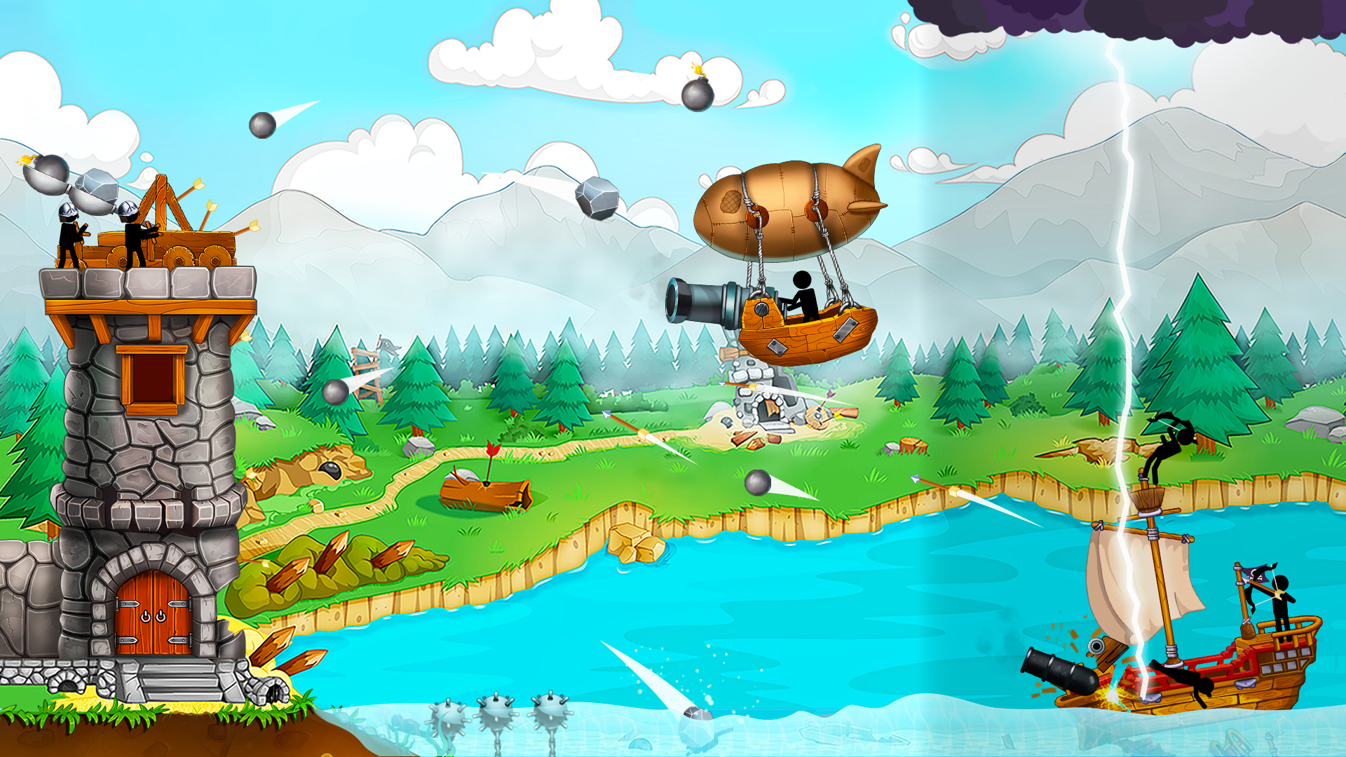 اسکرین شات 3 بازی The Catapult: Stickman Pirates