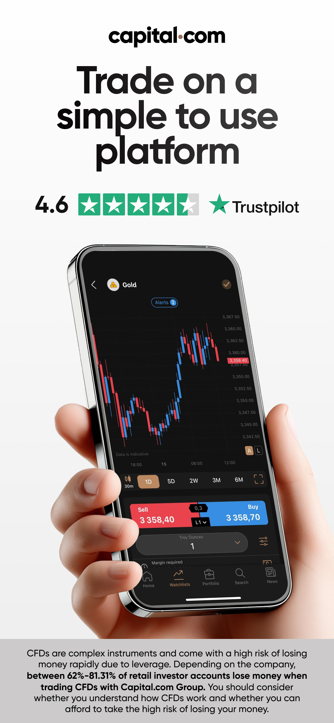 اسکرین شات 1 برنامه Trading app by Capital.com