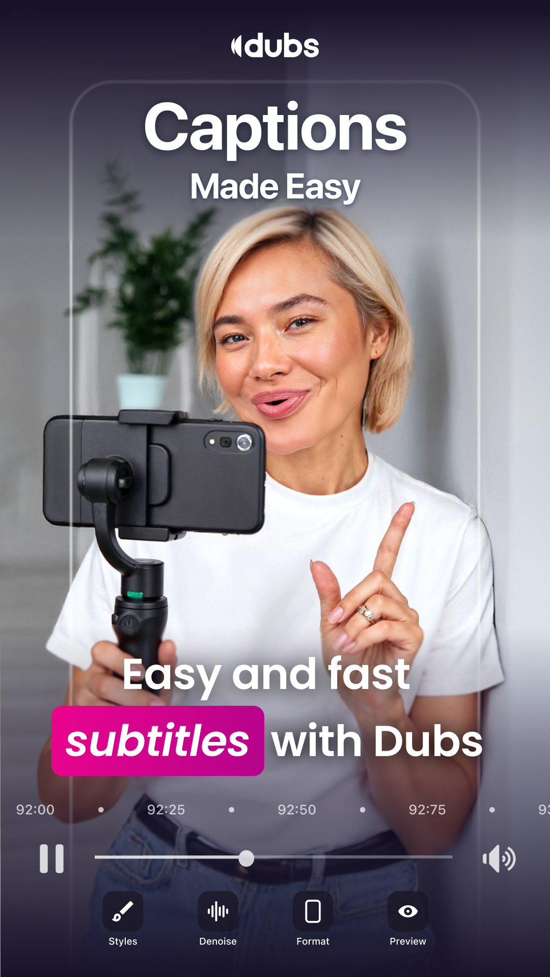 اسکرین شات 1 برنامه Dubs: Captions for Videos