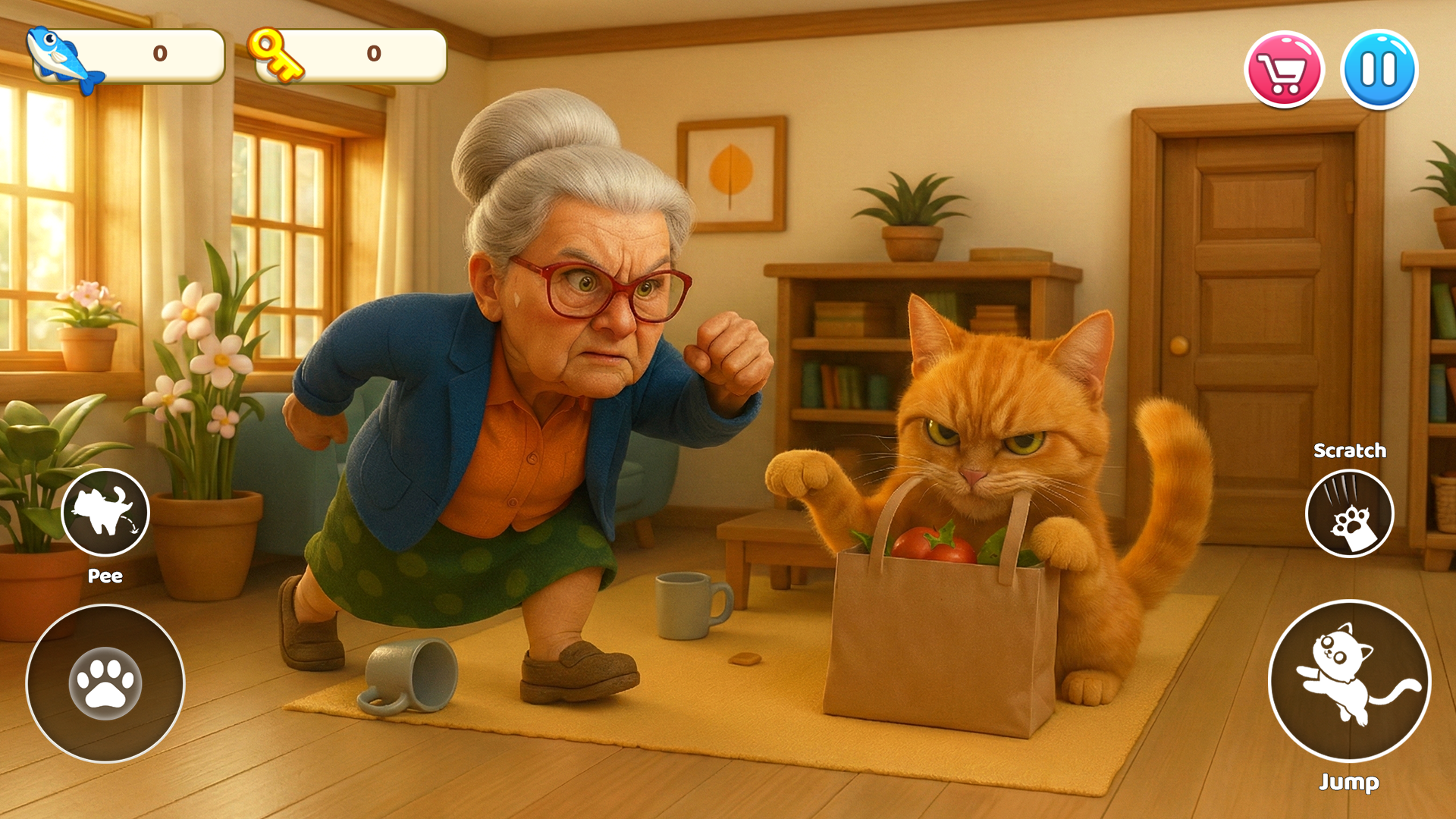اسکرین شات 6 بازی Cat Mayhem: Gran’s Angry
