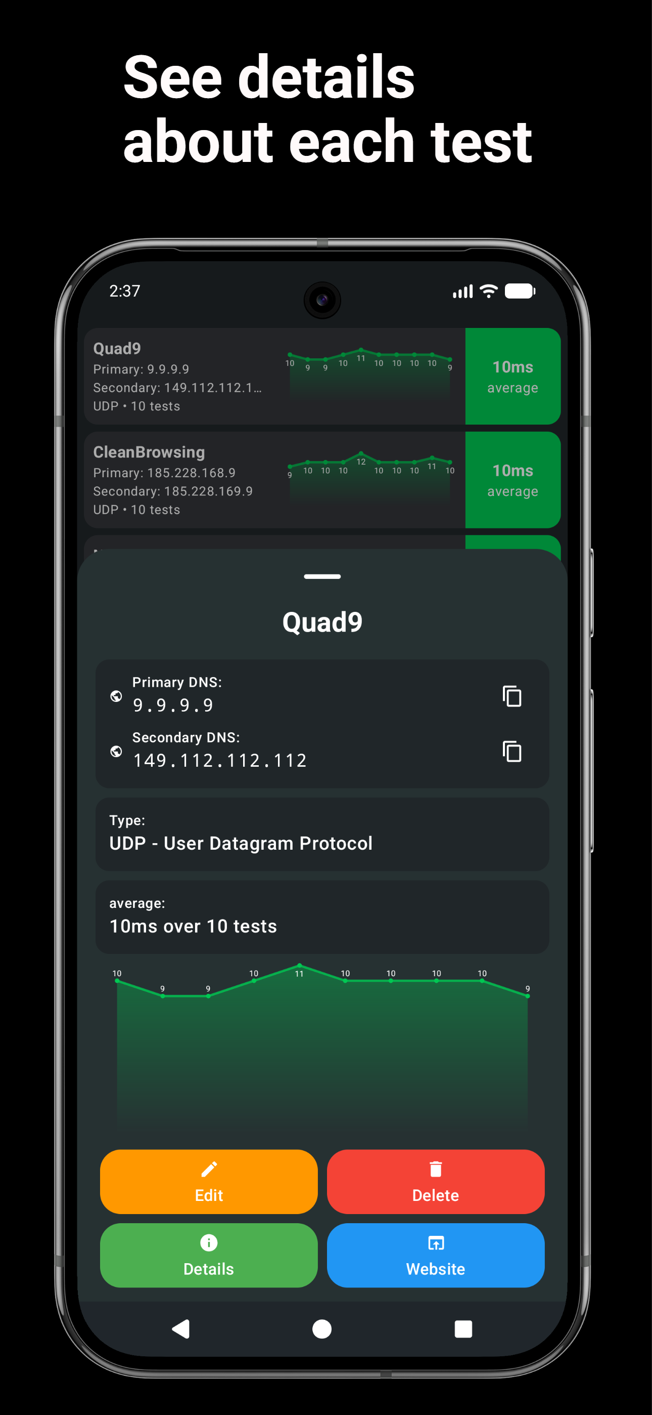 اسکرین شات 3 برنامه DNS Speed Test