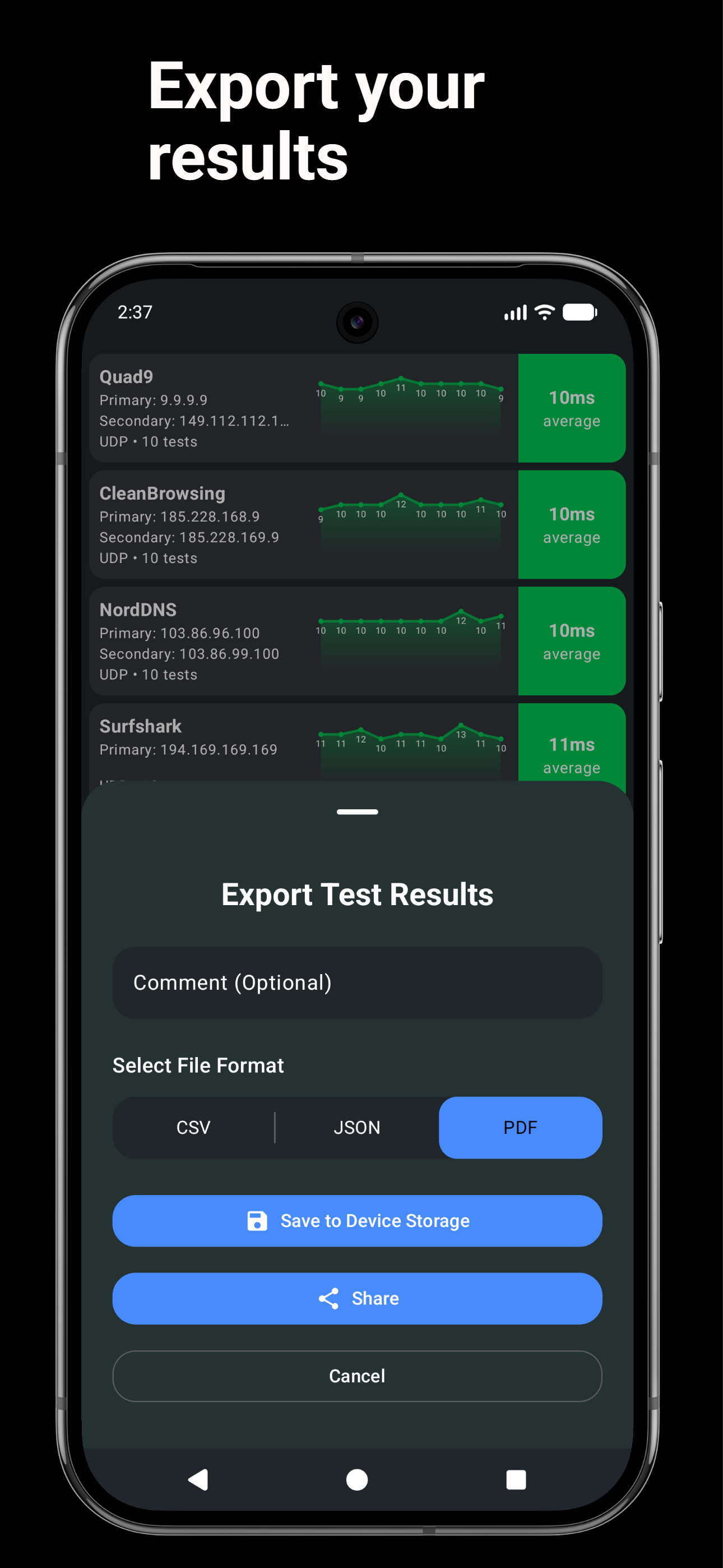 اسکرین شات 5 برنامه DNS Speed Test