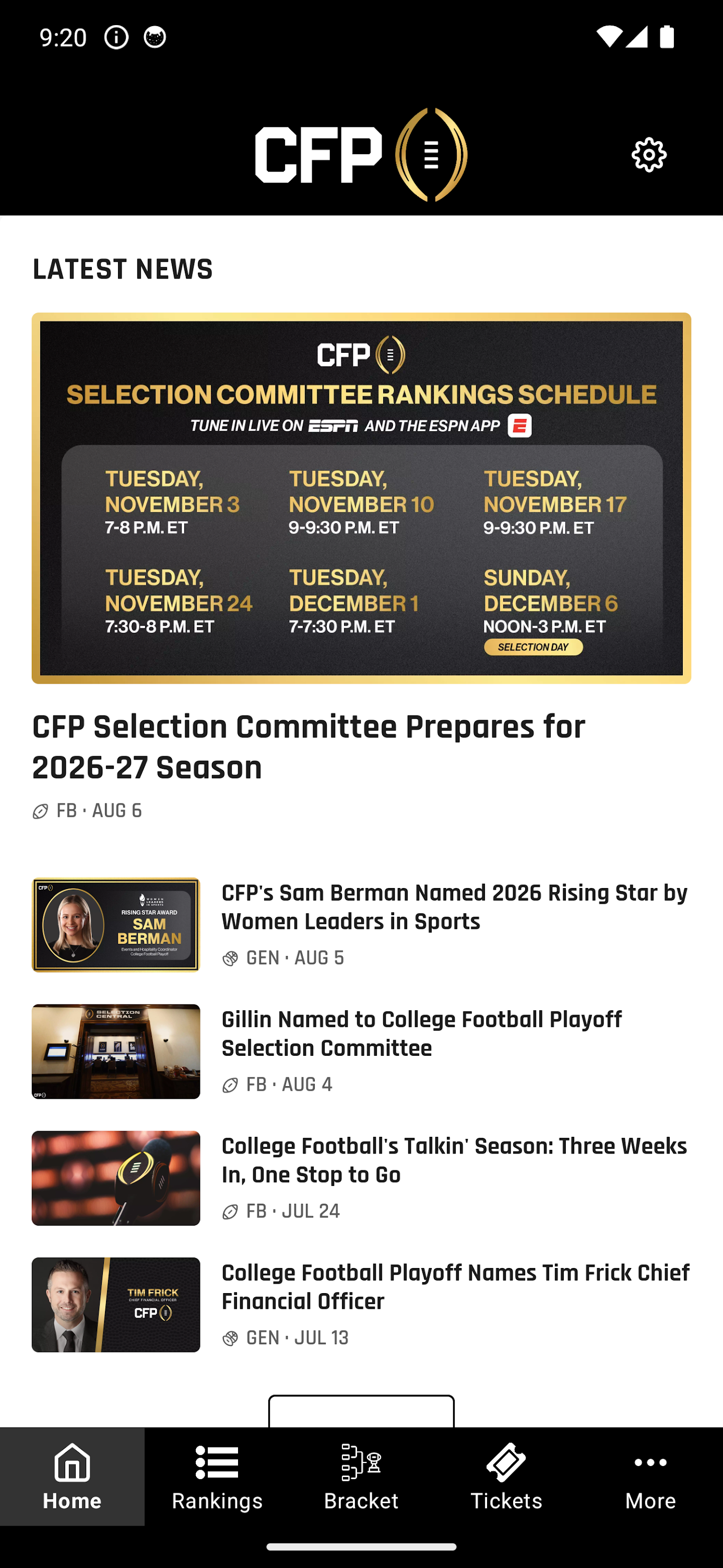 اسکرین شات 1 برنامه College Football Playoff