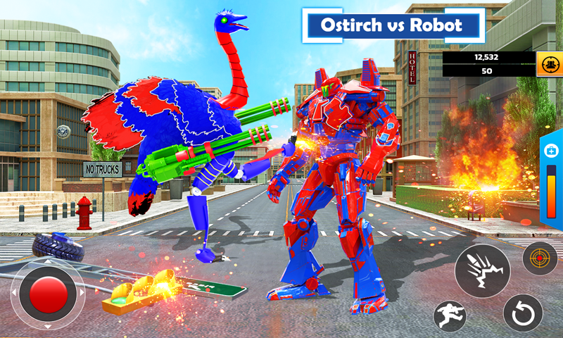 اسکرین شات 4 برنامه Ostrich Air Jet Robot Car Game