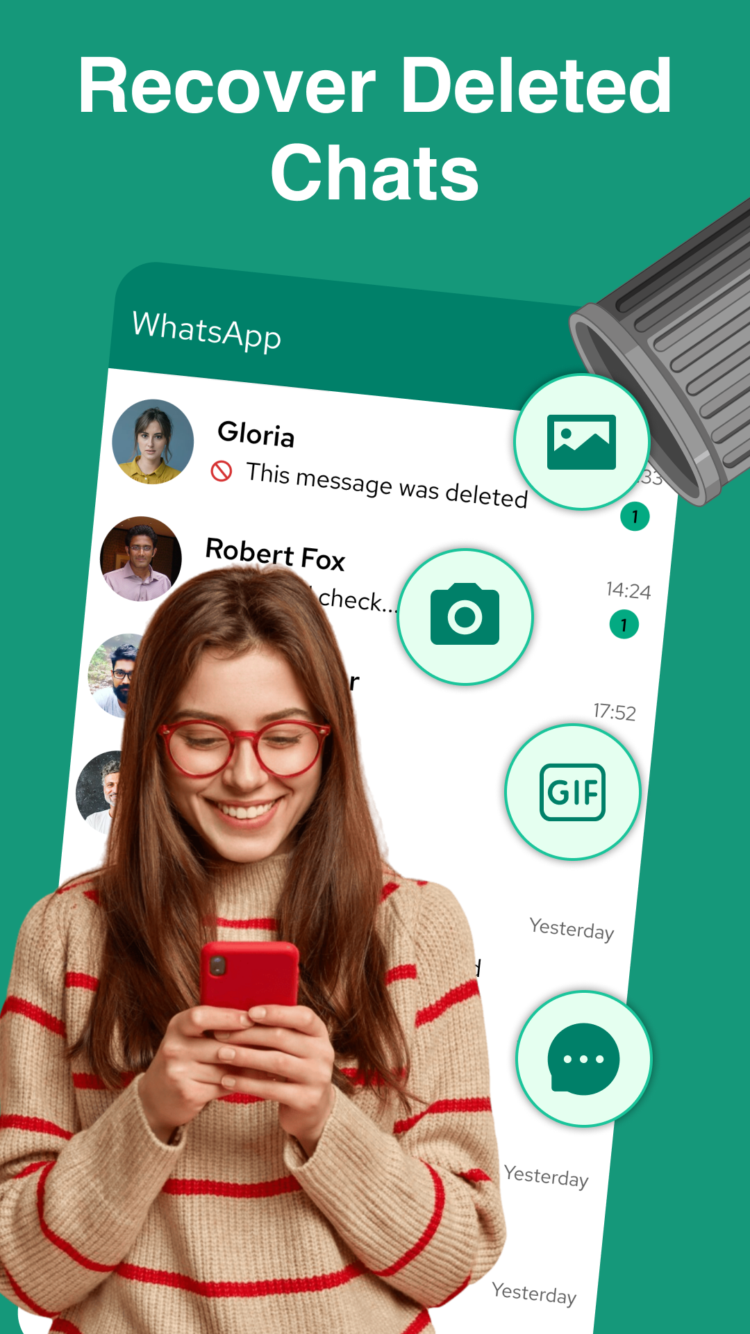 اسکرین شات 2 برنامه Recover Messages, Deleted Chat