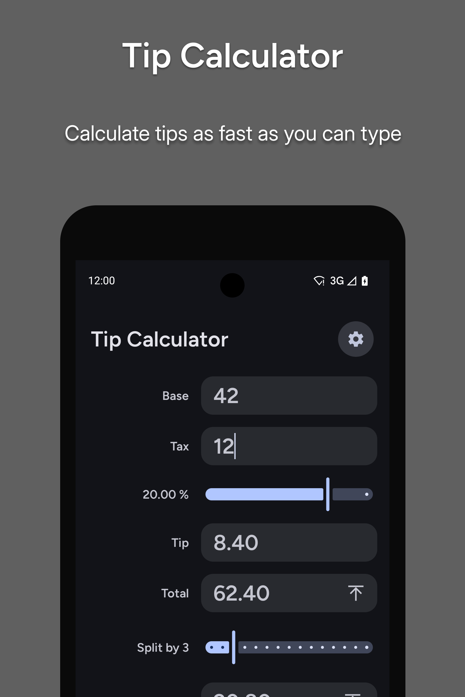 اسکرین شات 1 برنامه Tip Calculator — Clean, Simple