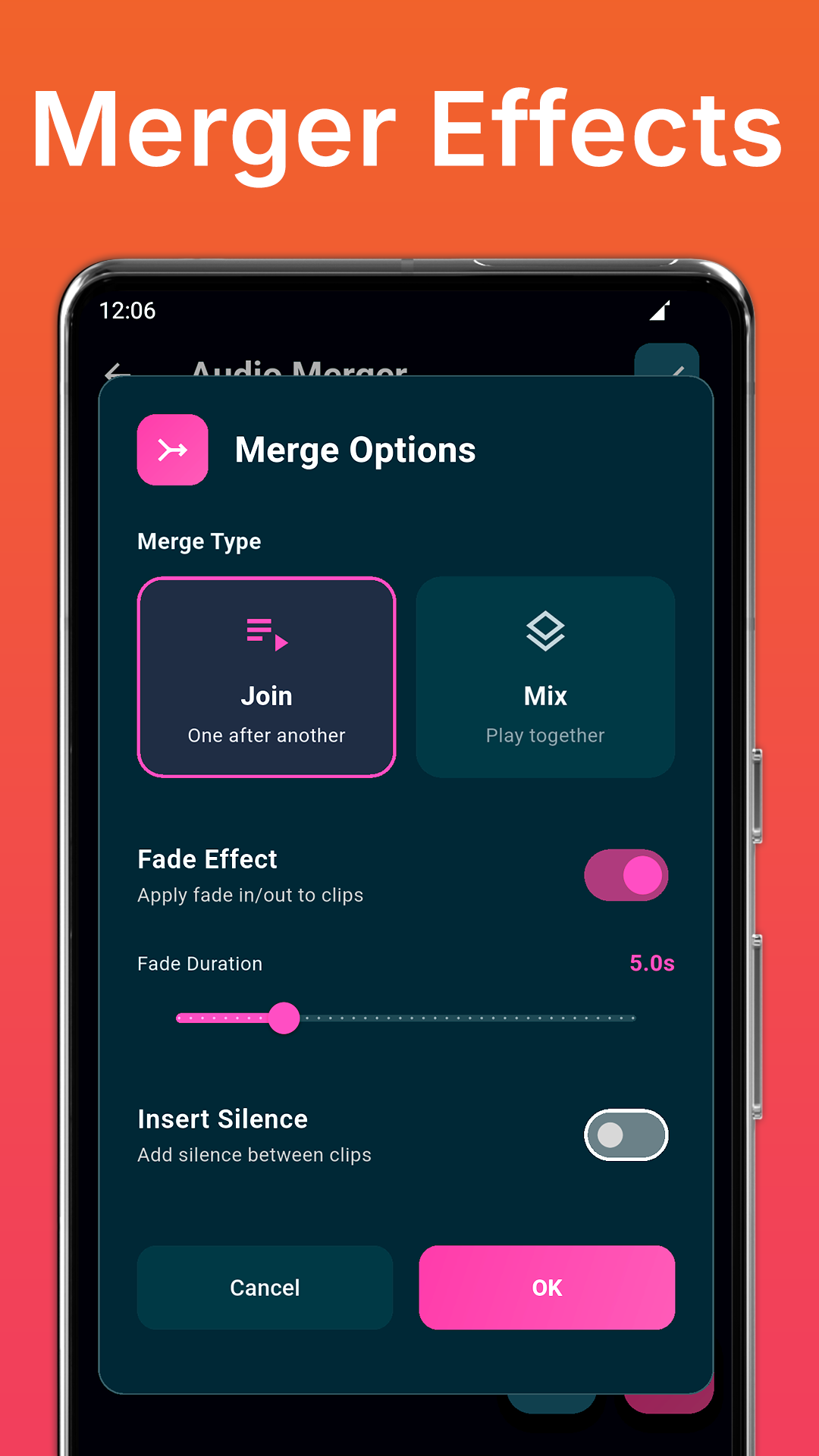 اسکرین شات 3 برنامه Audio Merger and MP3 Joiner