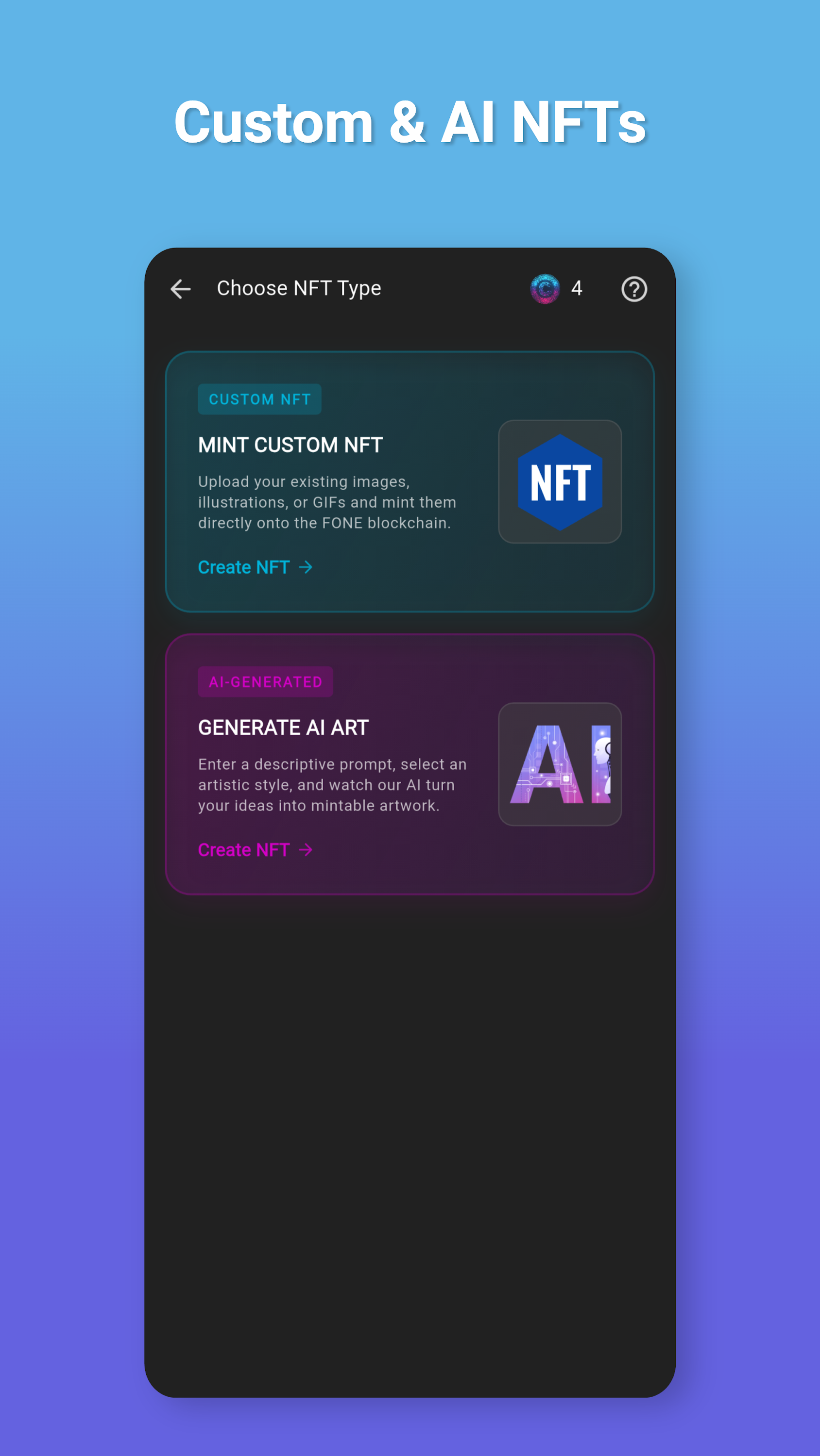 اسکرین شات 7 برنامه Fone Wallet - AI, NFTs, DePIN