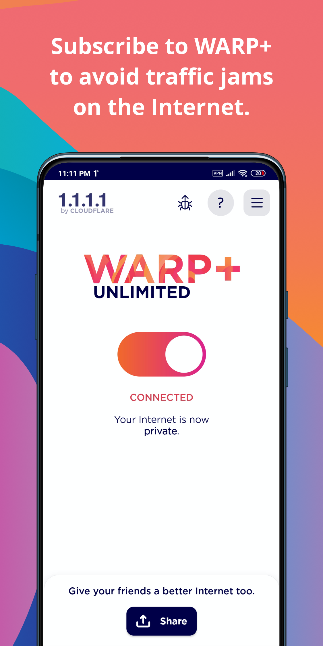 اسکرین شات 3 برنامه 1.1.1.1 + WARP: Safer Internet