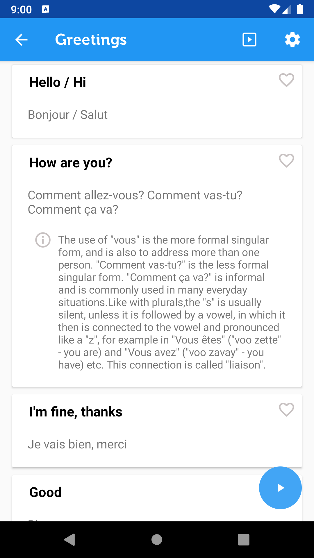 اسکرین شات 2 برنامه Learn French Phrasebook