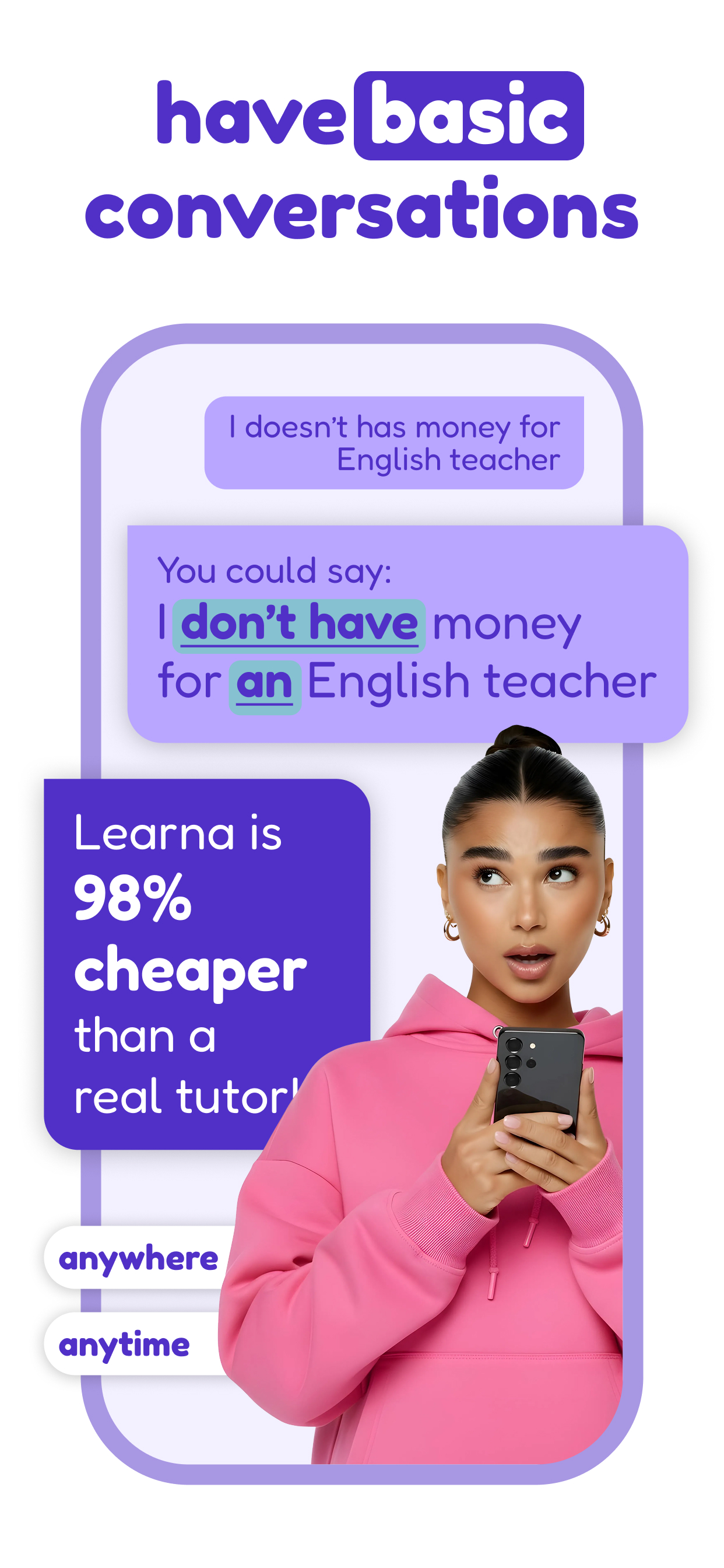 اسکرین شات 3 برنامه Speak & Learn English: Learna