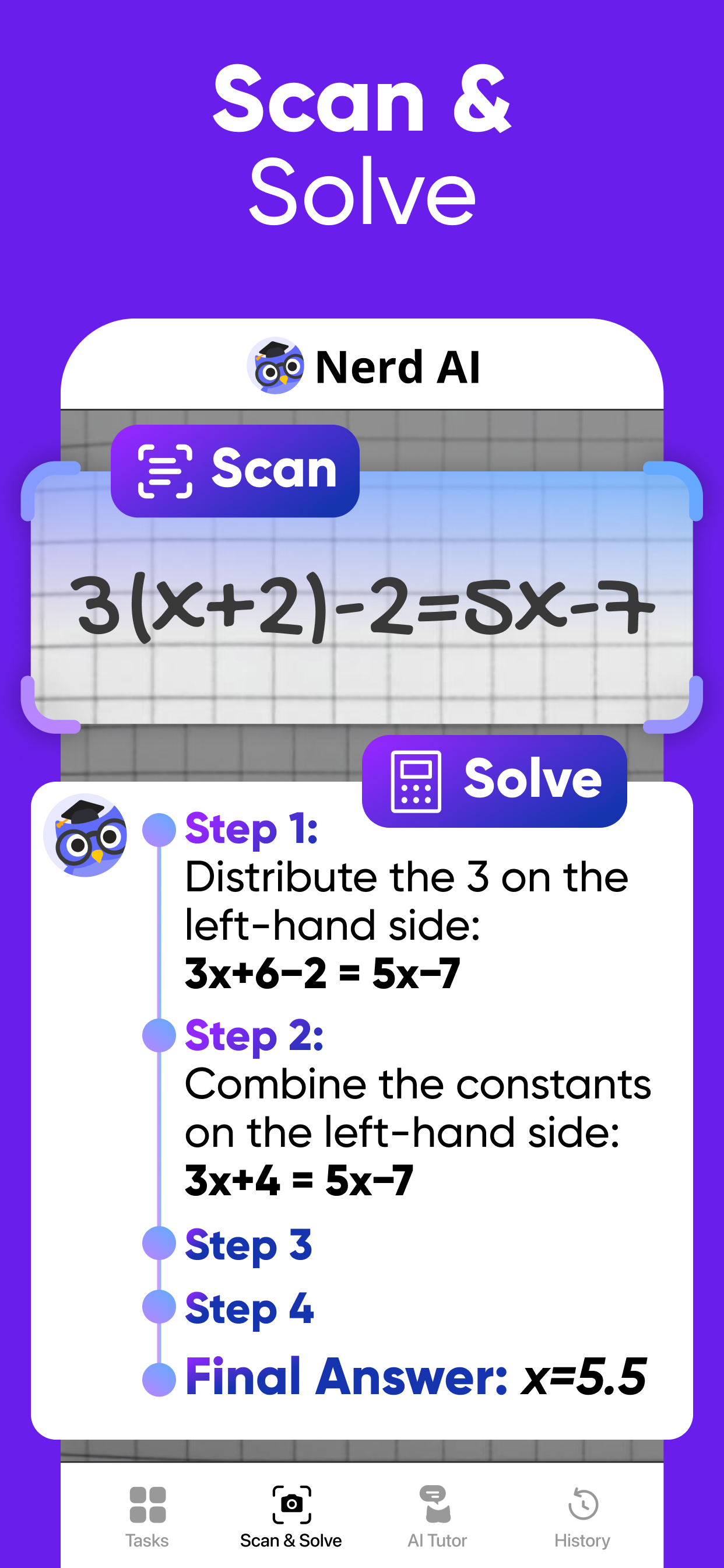 اسکرین شات 2 برنامه Nerd AI - Tutor & Math Helper