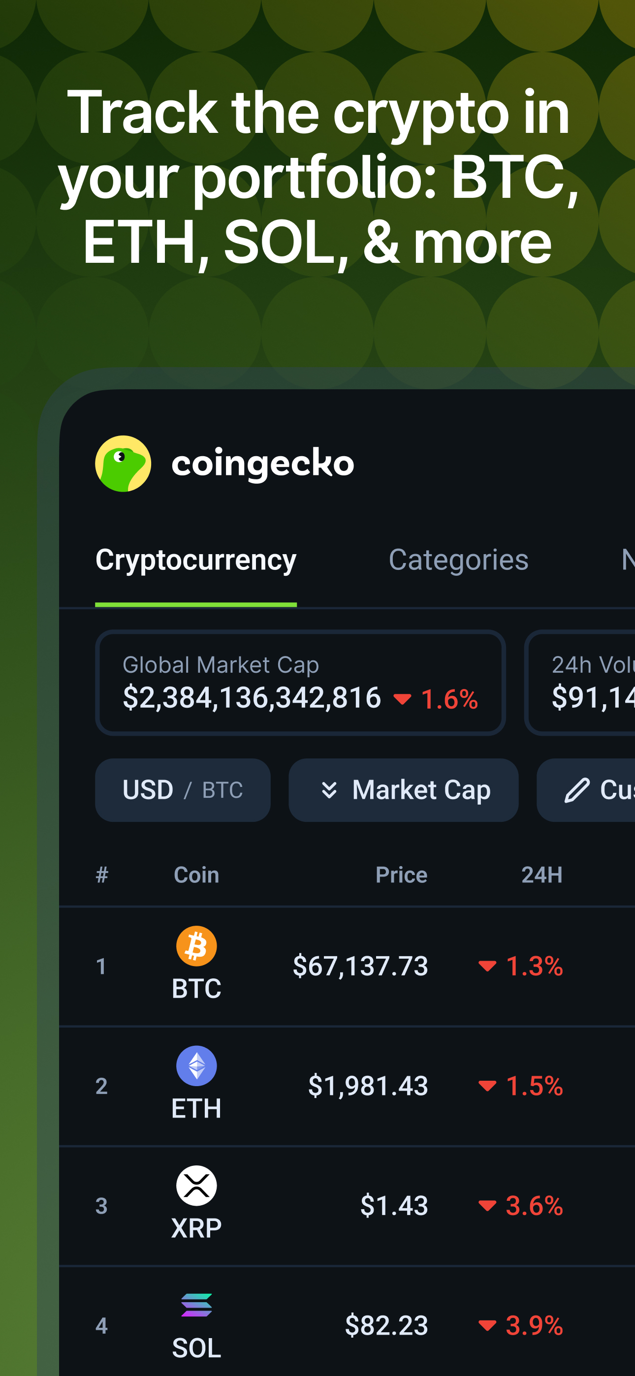 اسکرین شات 3 برنامه CoinGecko: Crypto Tracker