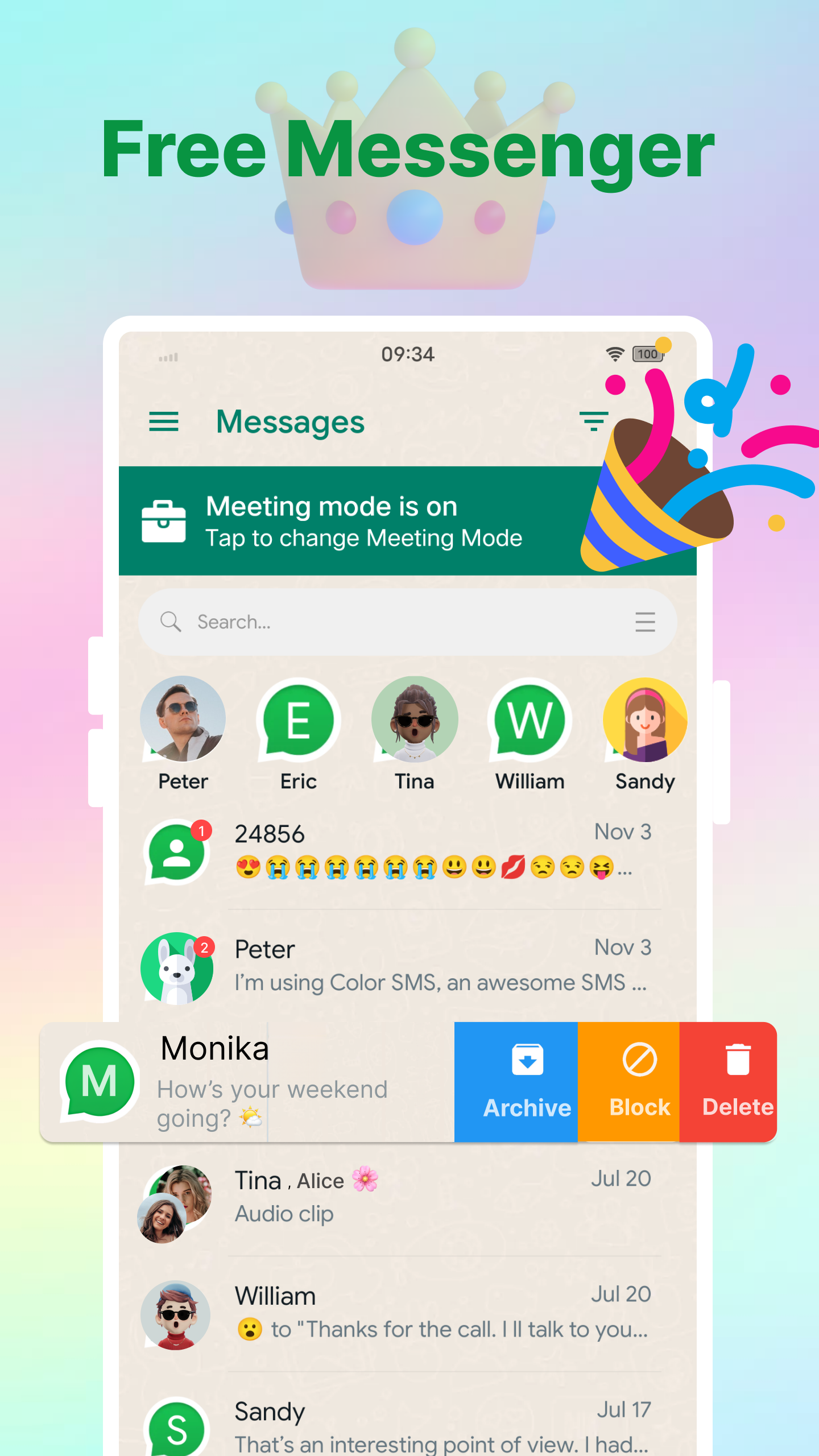 اسکرین شات 1 برنامه Color SMS: Message & Messenger