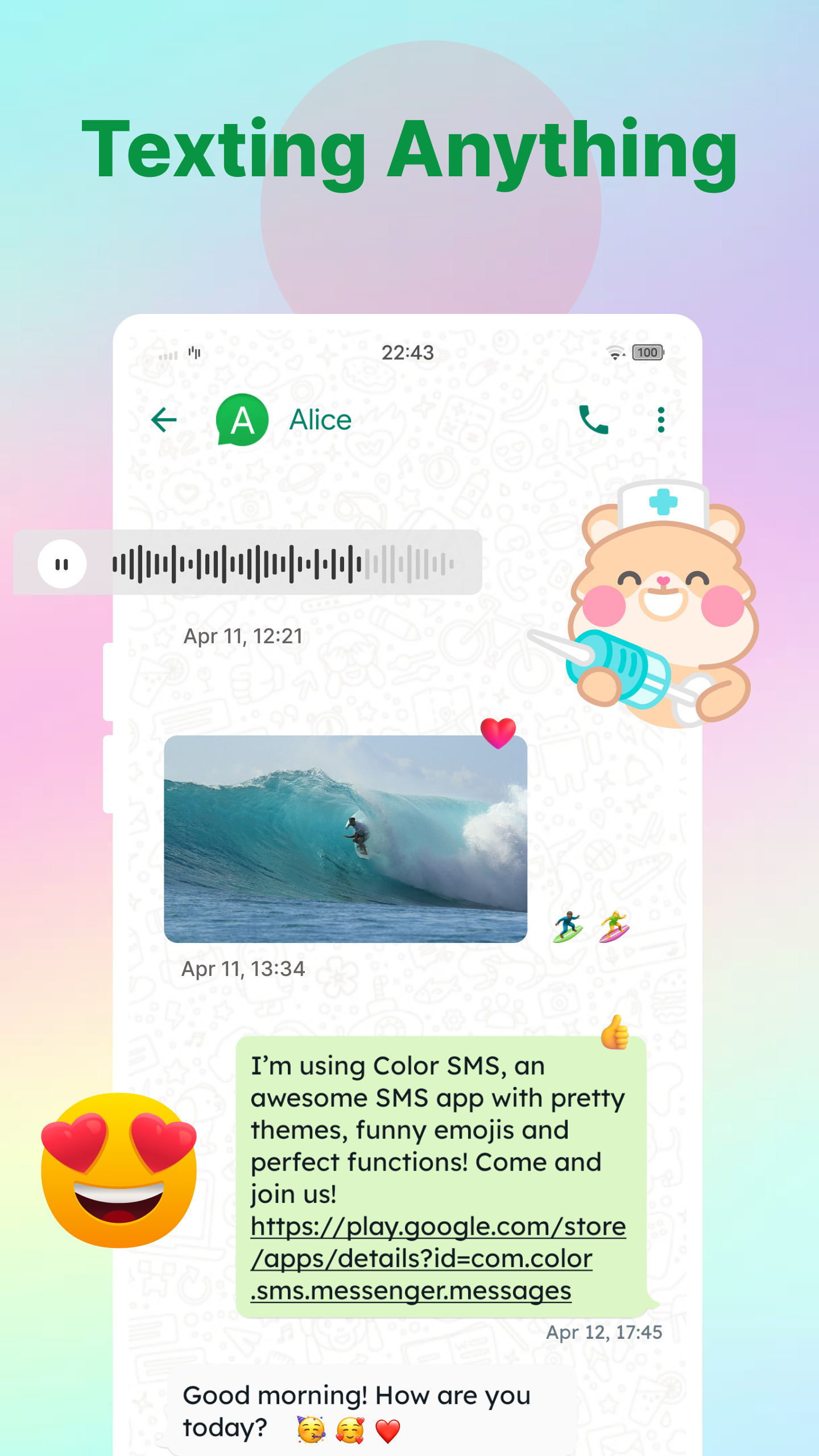 اسکرین شات 3 برنامه Color SMS: Message & Messenger
