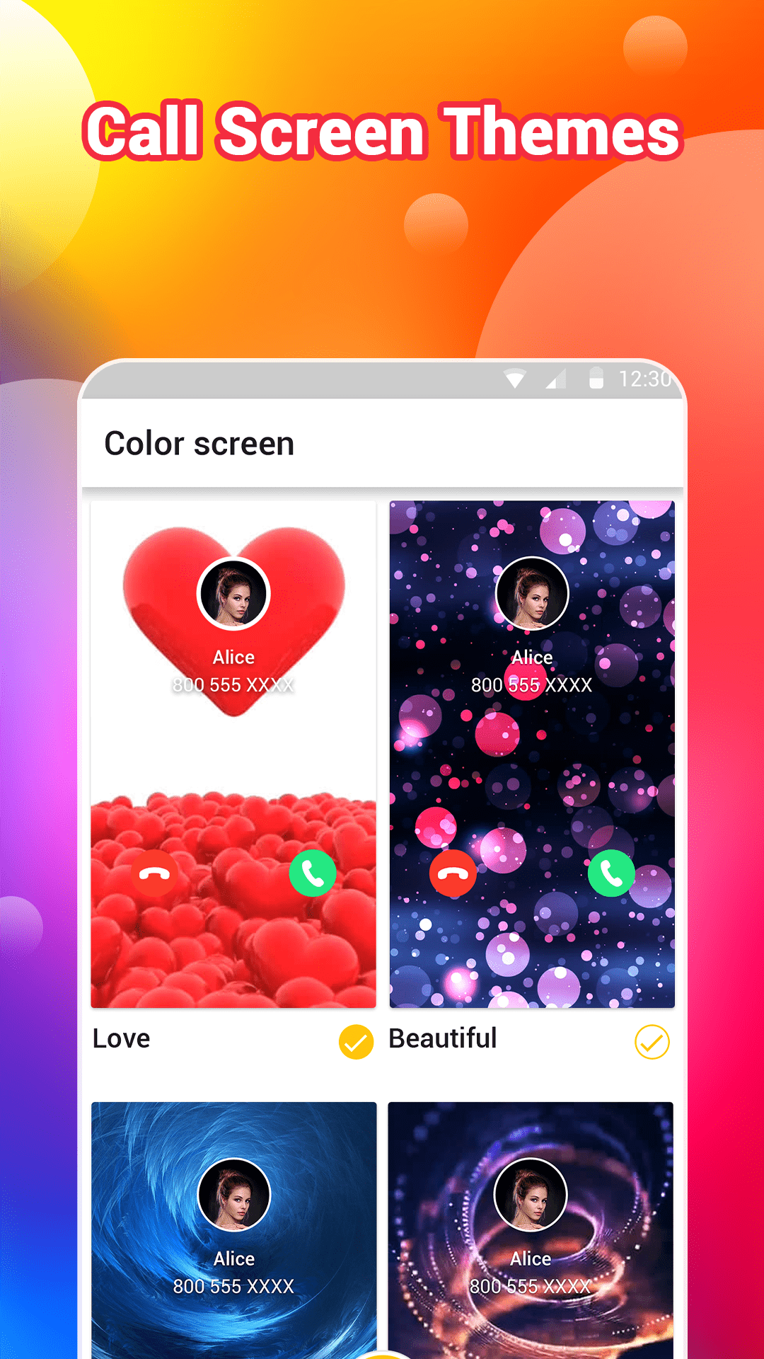 اسکرین شات 5 برنامه Color Call Screen - Call flash