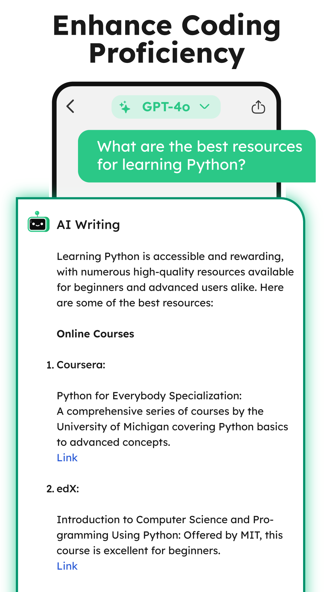 اسکرین شات 7 برنامه AI Writer: Chatbot Assistant